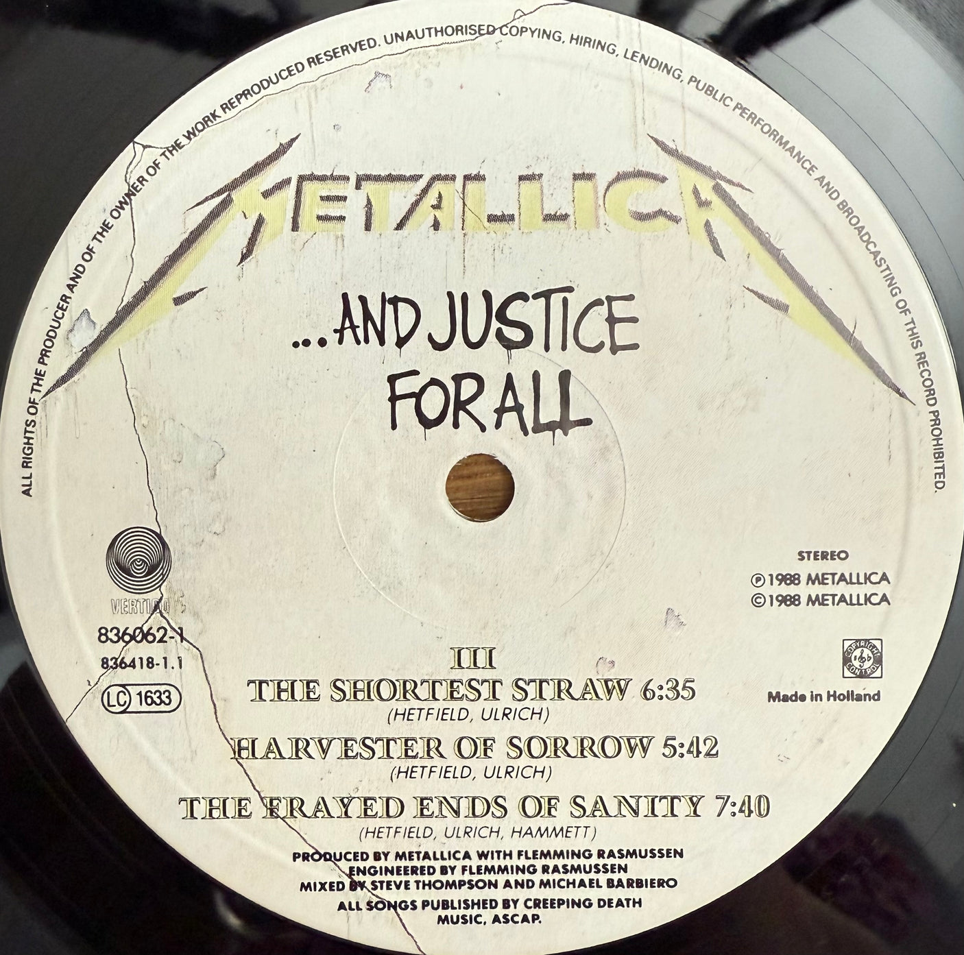 METALLICA - ...And Justice For All - USED LP VINYL - ORIGINAL 1988 EUROPE PRESS - VG+/VG+