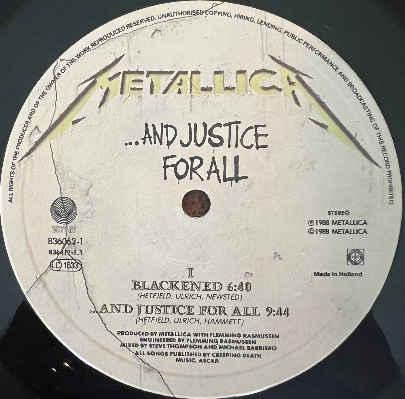 METALLICA - And Justice For All - USED LP VINYL - VG+/VG+