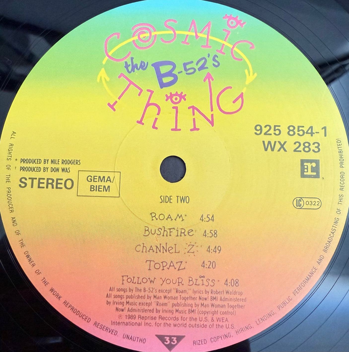 THE B-52’s - Cosmic Thing - USED LP VINYL - ORIGINAL 1989 EUROPE PRESS - VG+/VG+