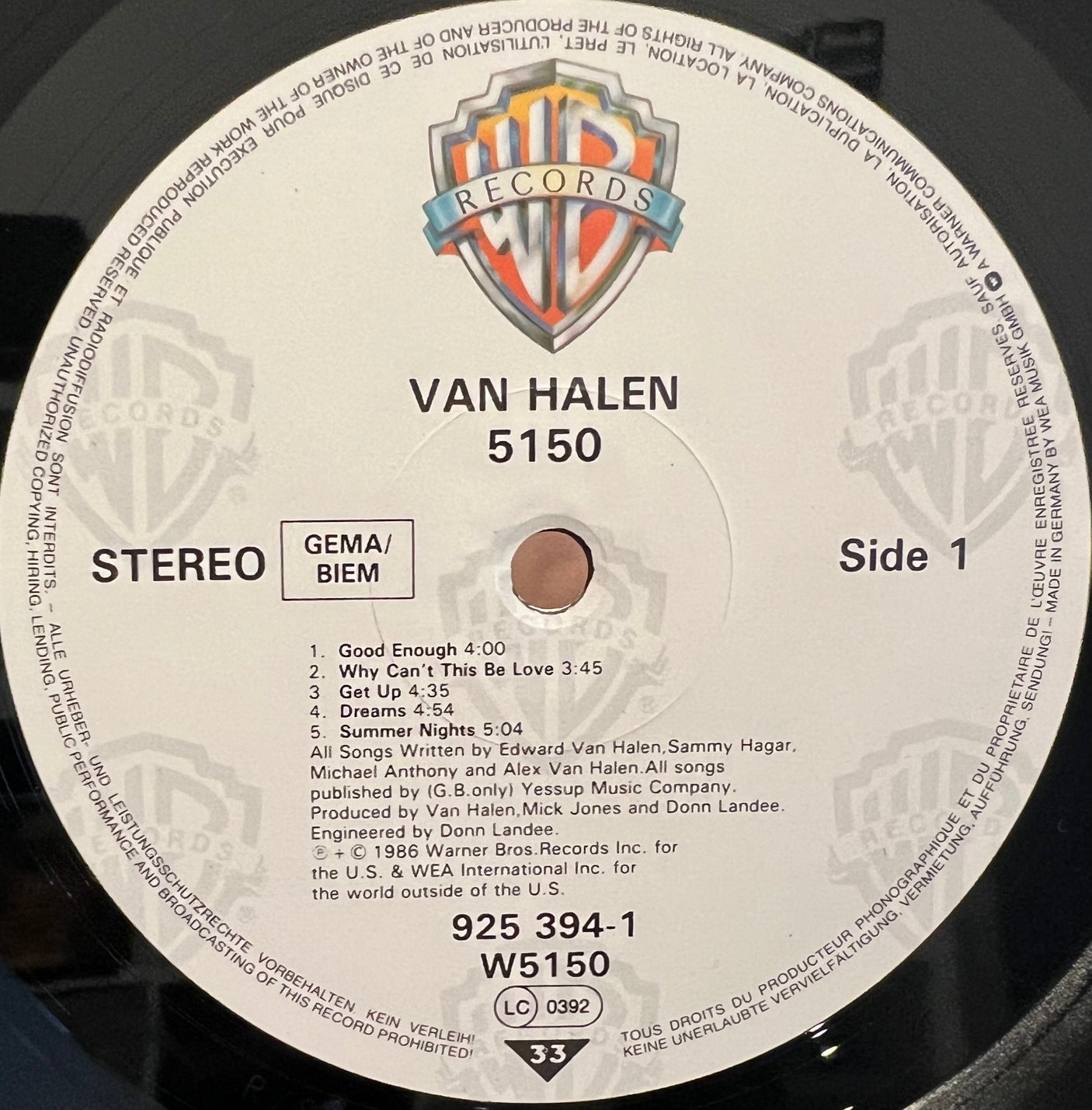 VAN HALEN - 5150 - USED LP VINYL - NM/NM
