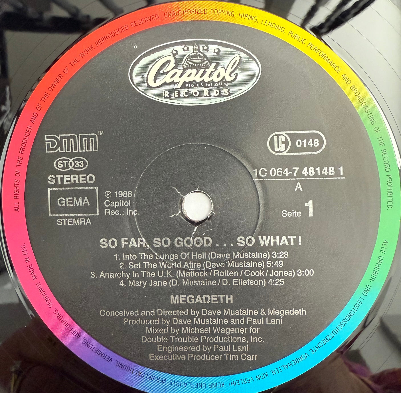 MEGADETH - So Far, So Good… So What! - USED LP VINYL - EUROPE PRESS - VG+/VG+