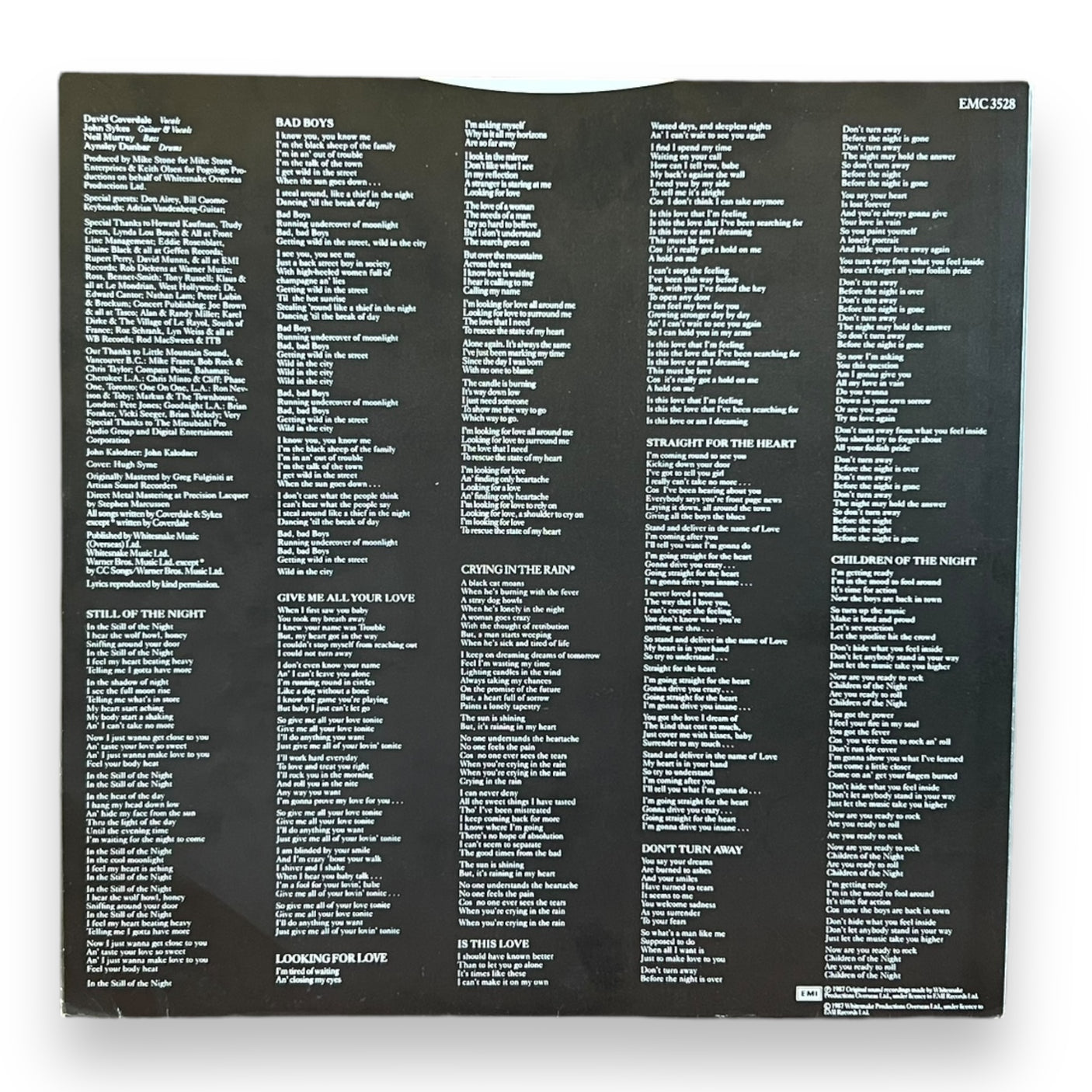 WHITESNAKE - 1987 - USED LP VINYL - VG+/VG+