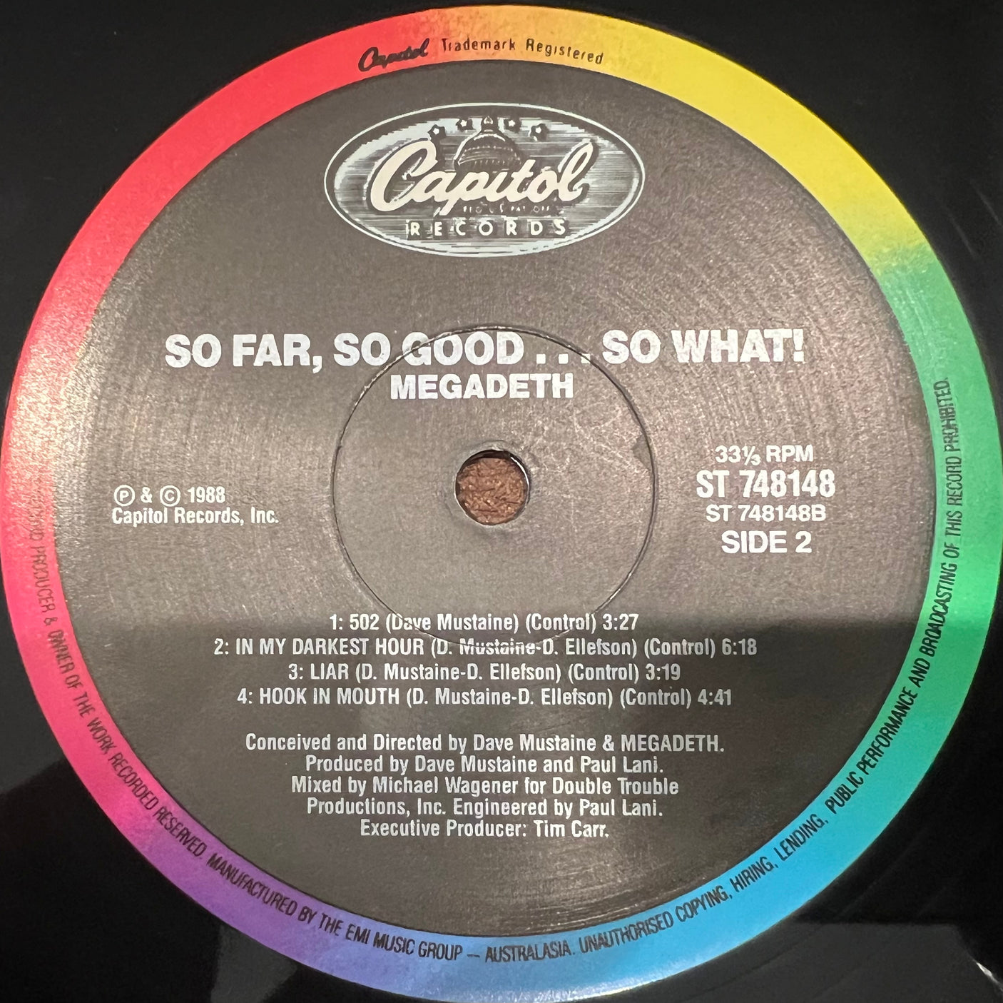 MEGADETH - So Far, So Good, So What - USED LP VINYL - VG+/VG+