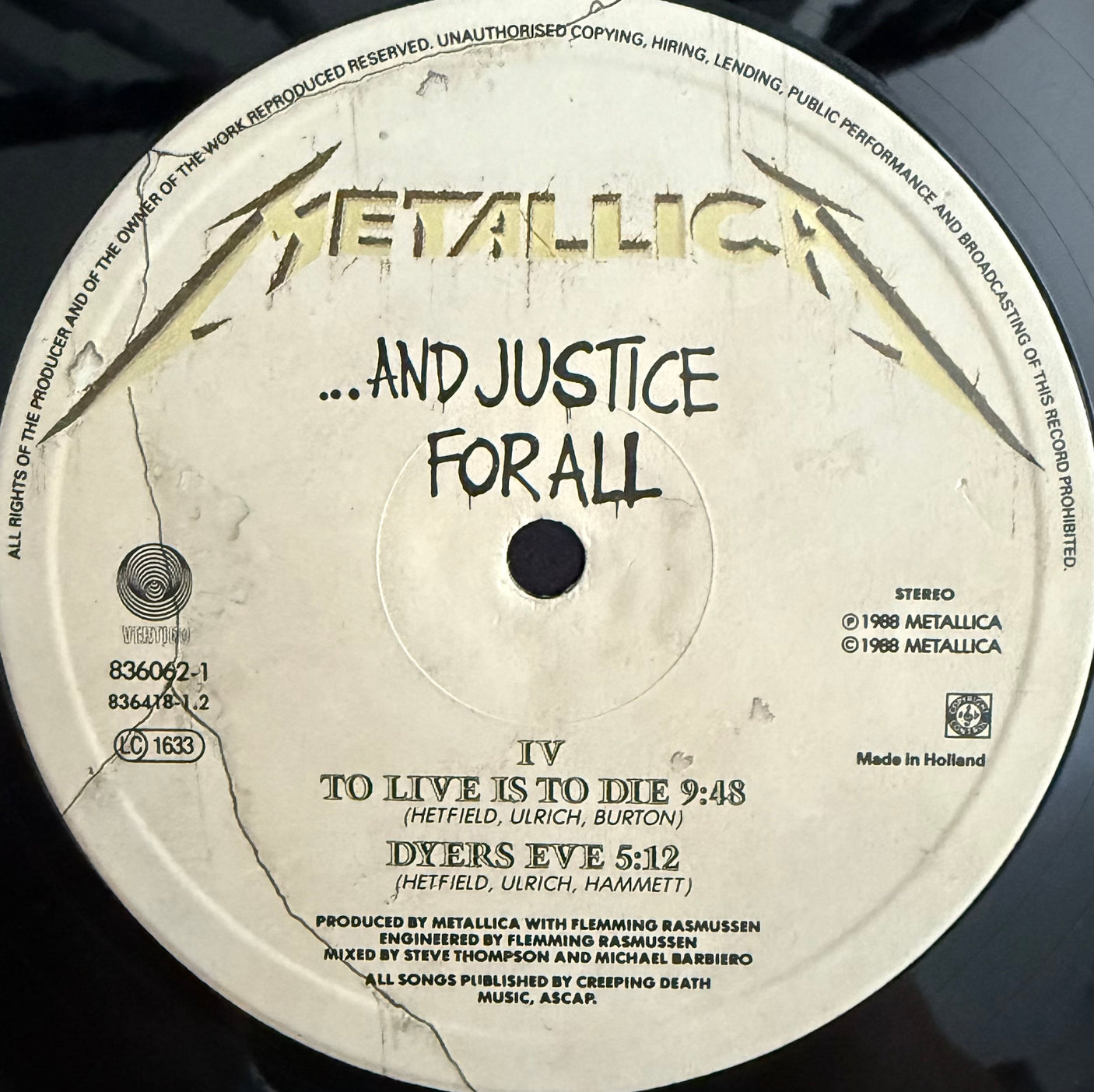 METALLICA - And Justice For All- USED LP VINYL - 1988 EUROPE PRESS - VG+/VG+