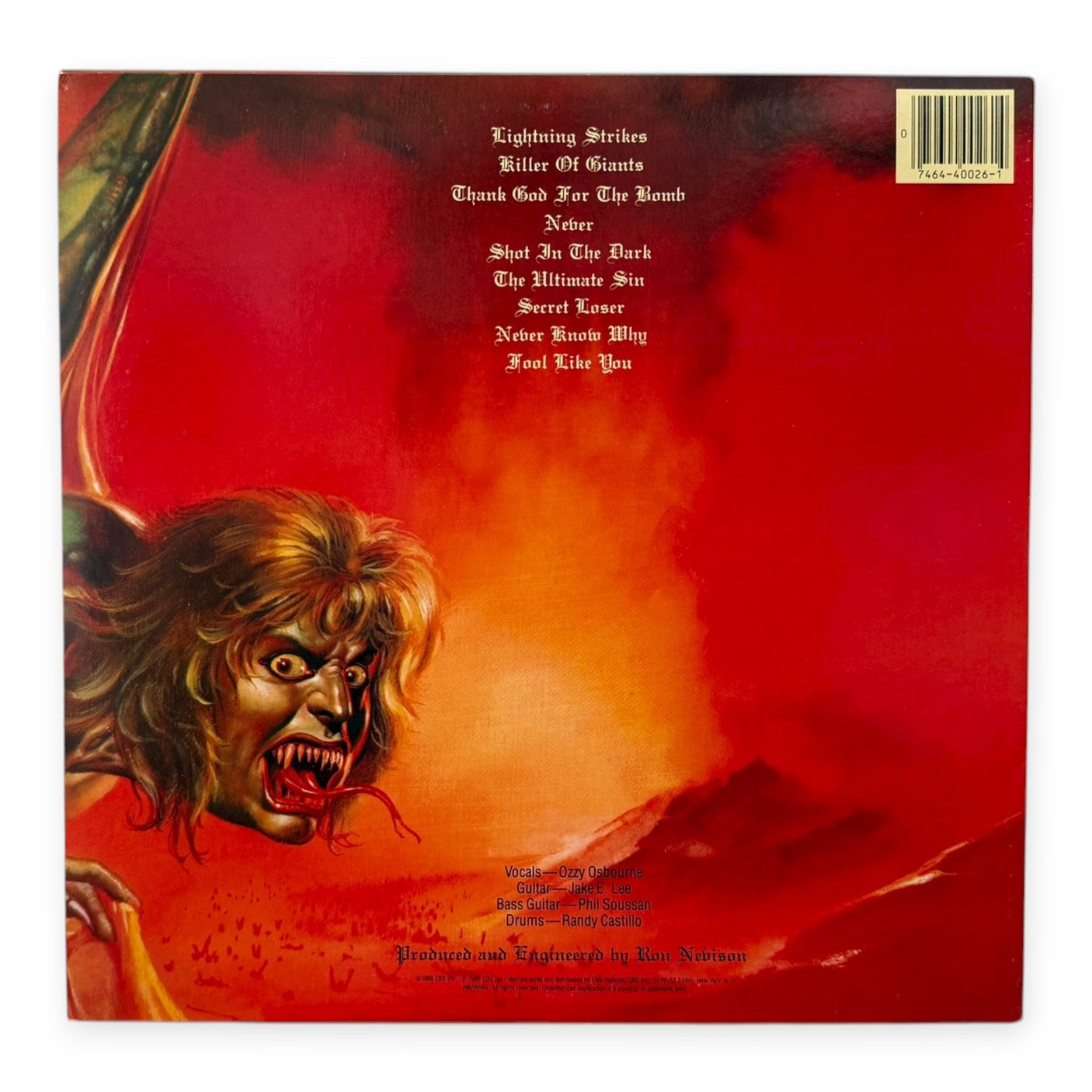 OZZY OSBOURNE - The Ultimate Sin | Original 1986 USA Press | Used LP Vinyl Album | VG+/VG+