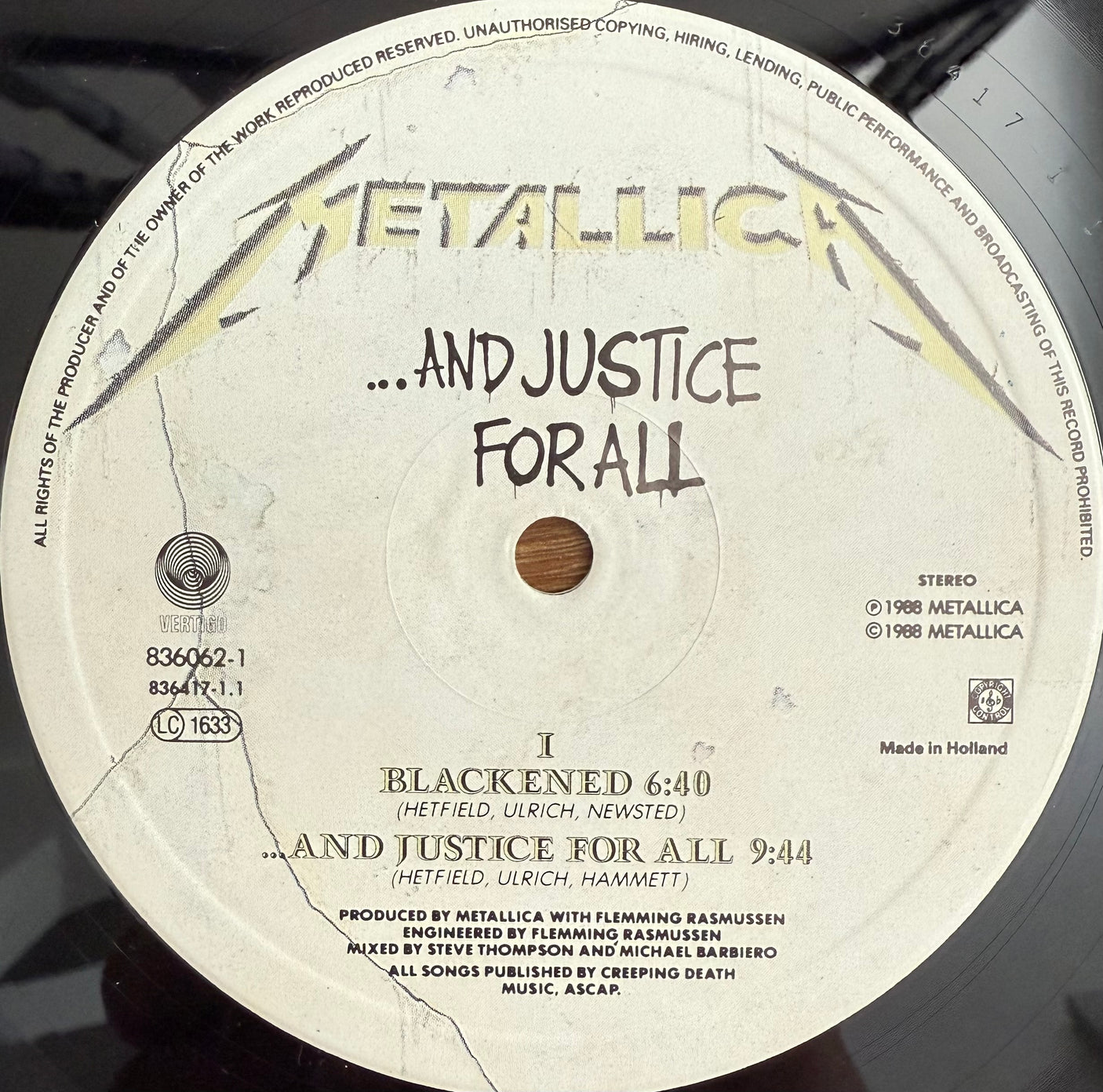 METALLICA - ...And Justice For All - USED LP VINYL - ORIGINAL 1988 EUROPE PRESS - VG+/VG+