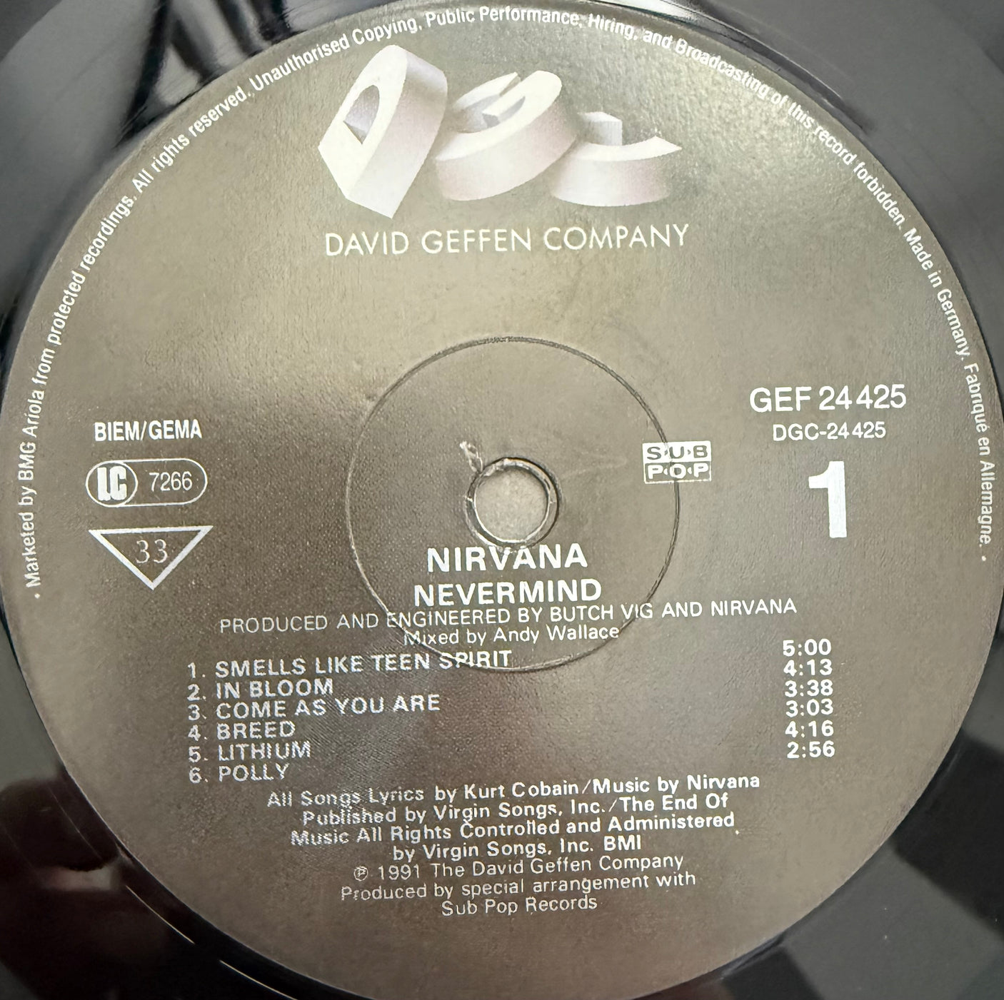 NIRVANA - Nevermind - USED LP VINYL - ORIGINAL 1991 EUROPE PRESS - VG/VG+