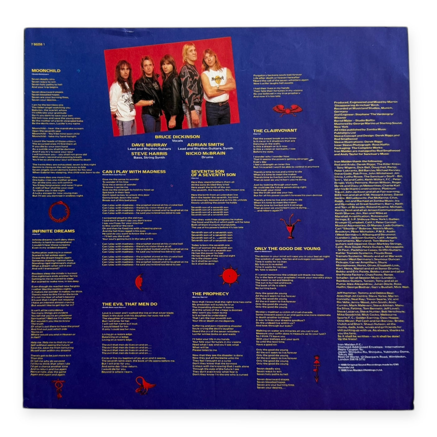 IRON MAIDEN - Seventh Son Of A Seventh Son - USED LP VINYL - ORIGINAL 1988 EUROPE PRESS - VG+/VG+