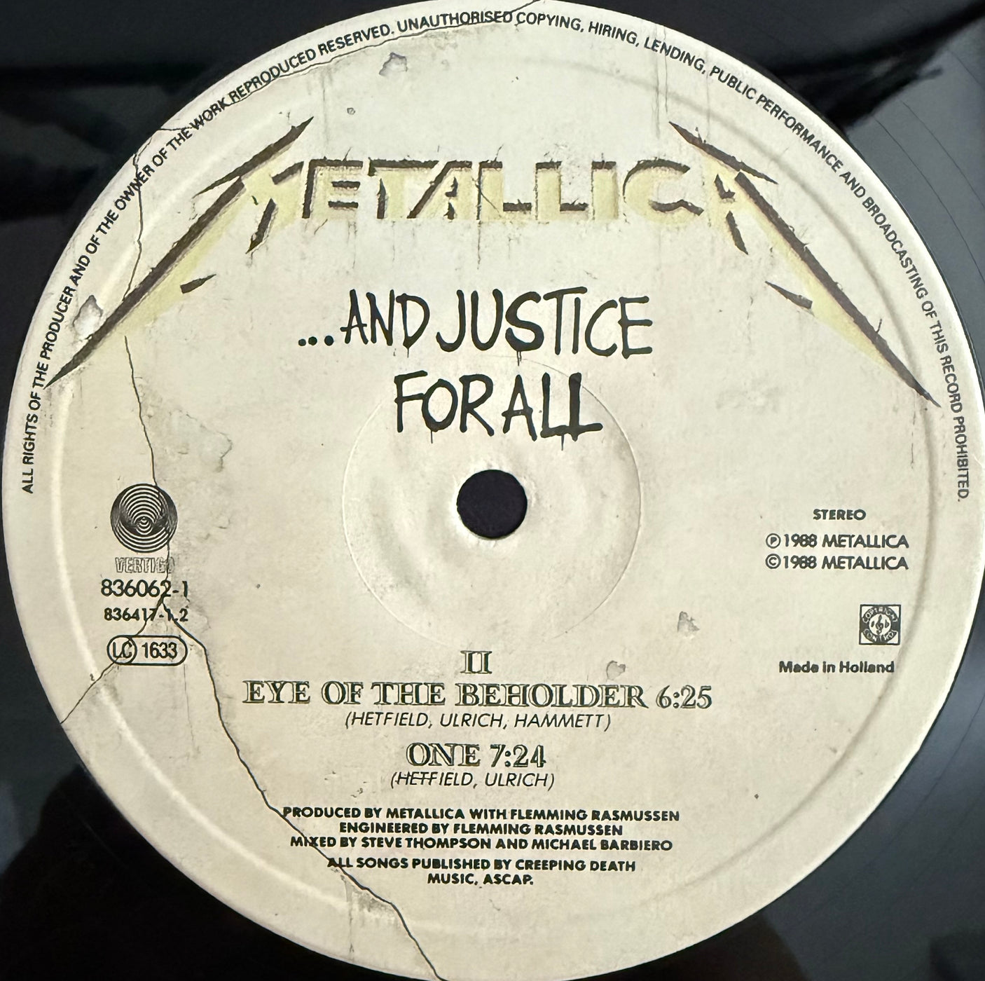 METALLICA - And Justice For All- USED LP VINYL - 1988 EUROPE PRESS - VG+/VG+