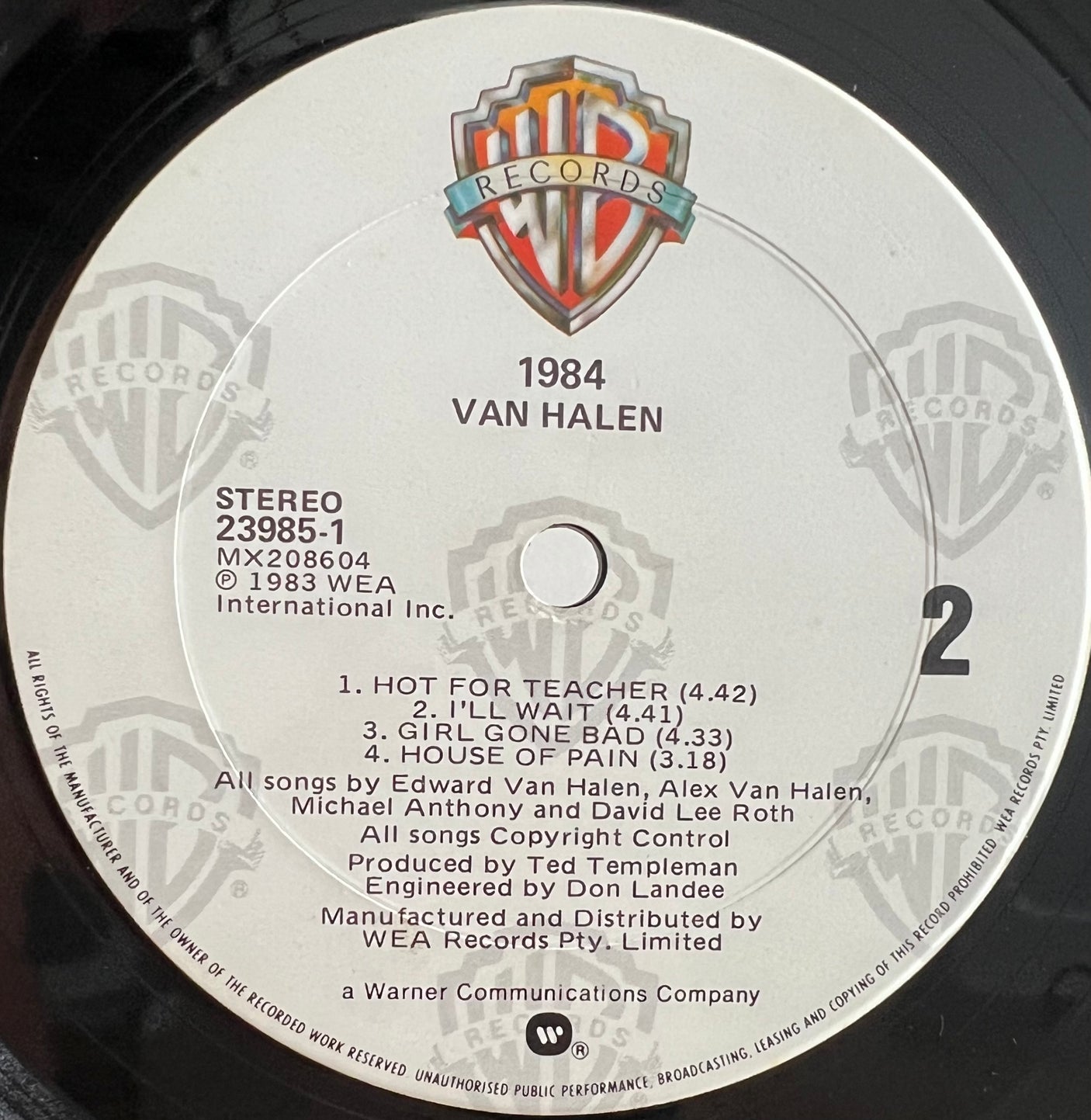 VAN HALEN - 1984 - USED LP VINYL - VG+/VG