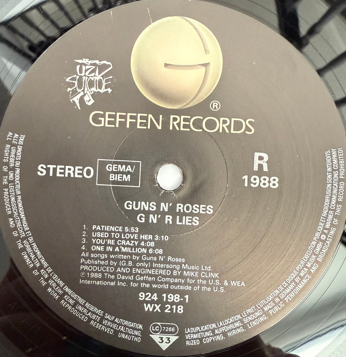 GUNS N ROSES - GN'R Lies - USED LP VINYL - ORIGINAL 1988 EUROPE PRESS - VG+/NM