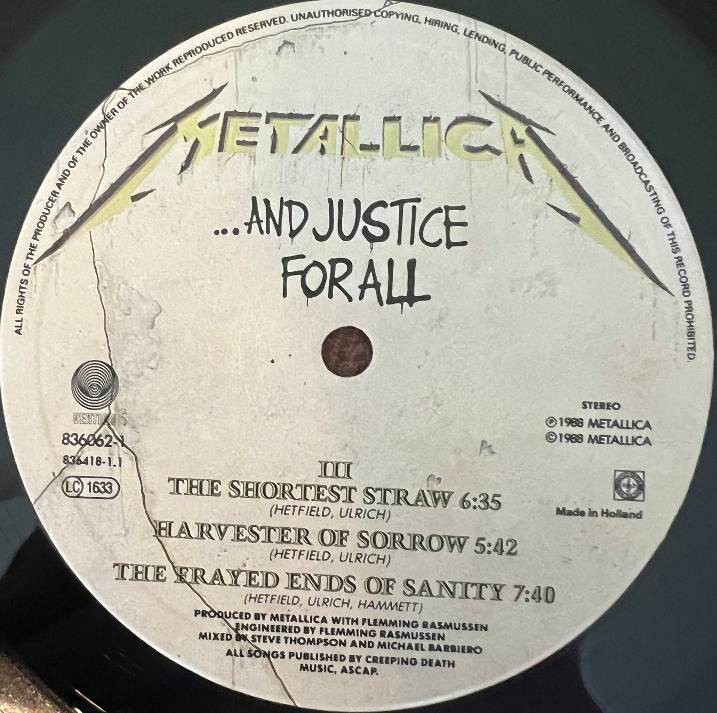 METALLICA - And Justice For All - USED LP VINYL - VG+/VG+