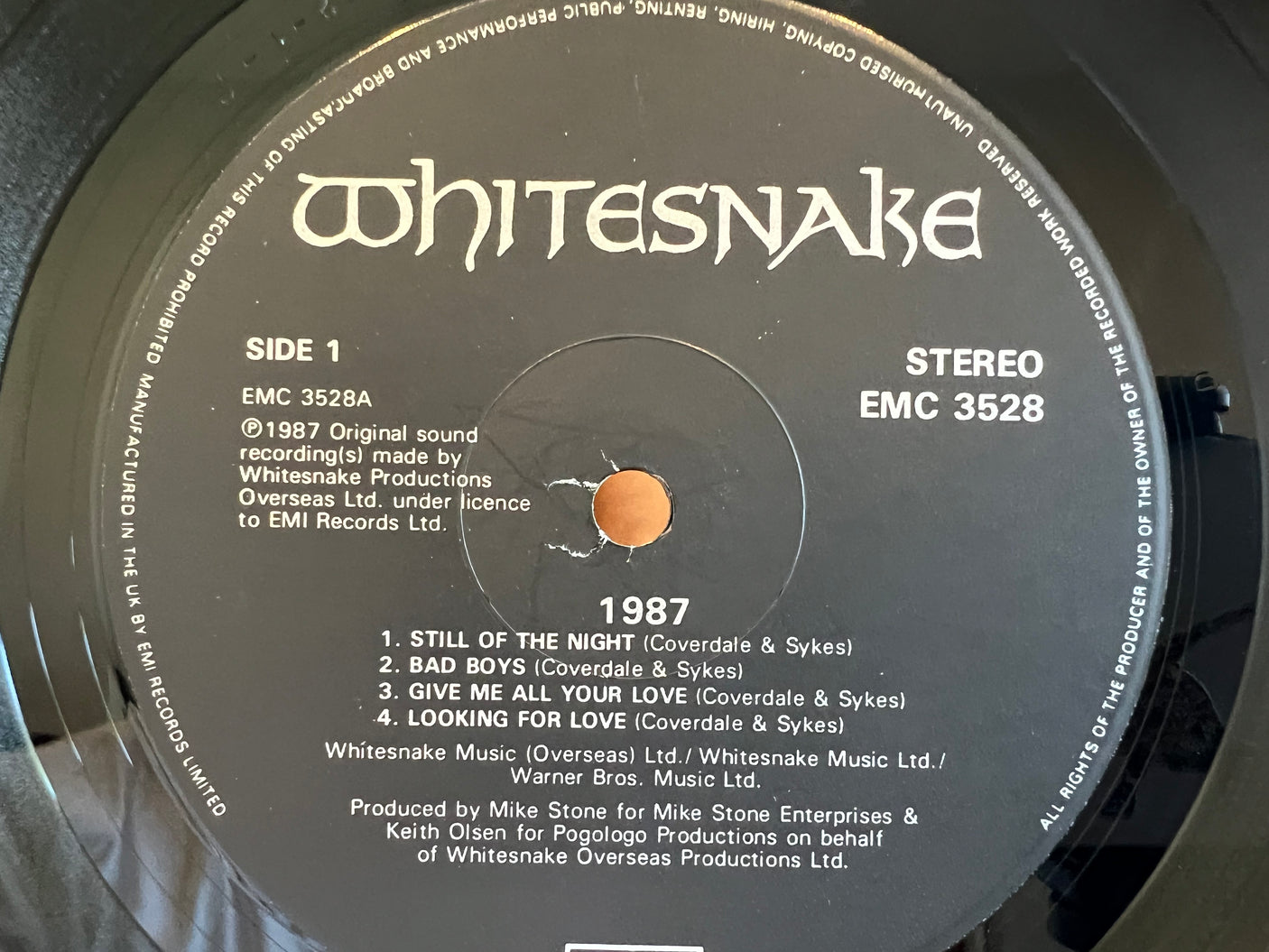 WHITESNAKE - 1987 - USED LP VINYL - VG+/VG+