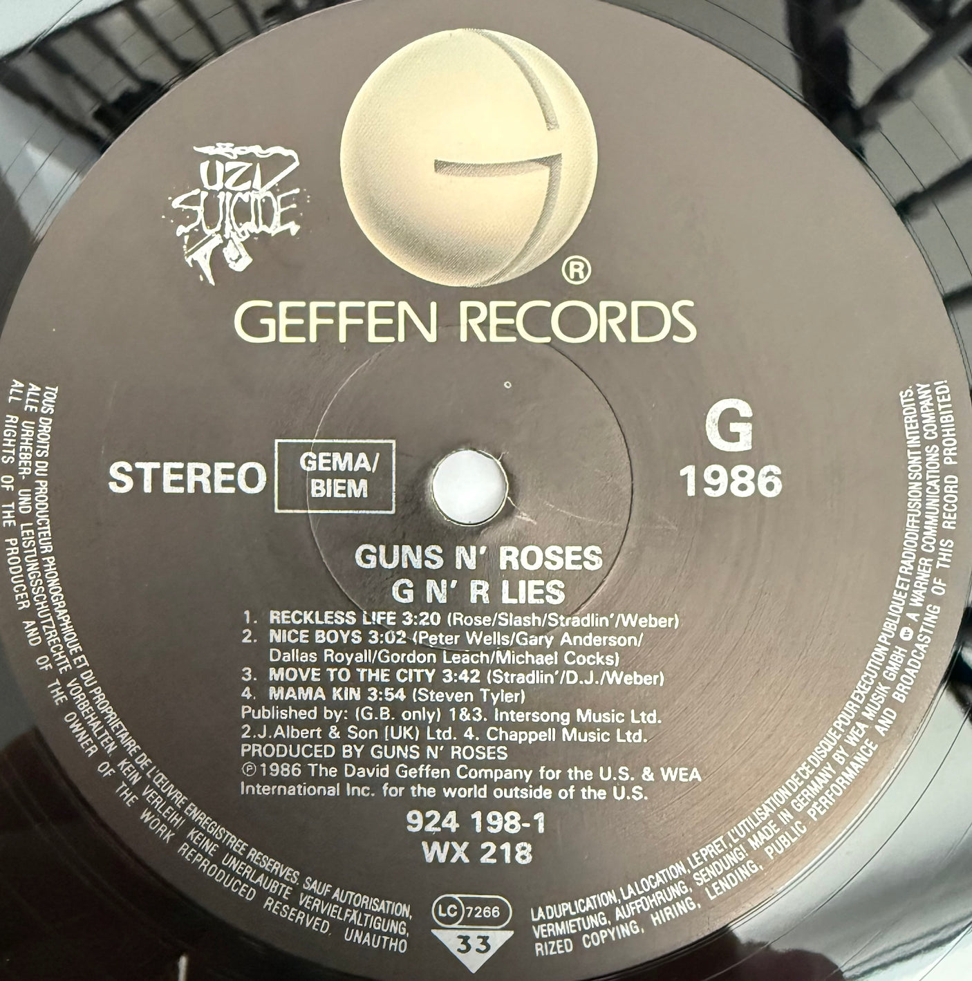 GUNS N ROSES - GN'R Lies - USED LP VINYL - ORIGINAL 1988 EUROPE PRESS - VG+/NM