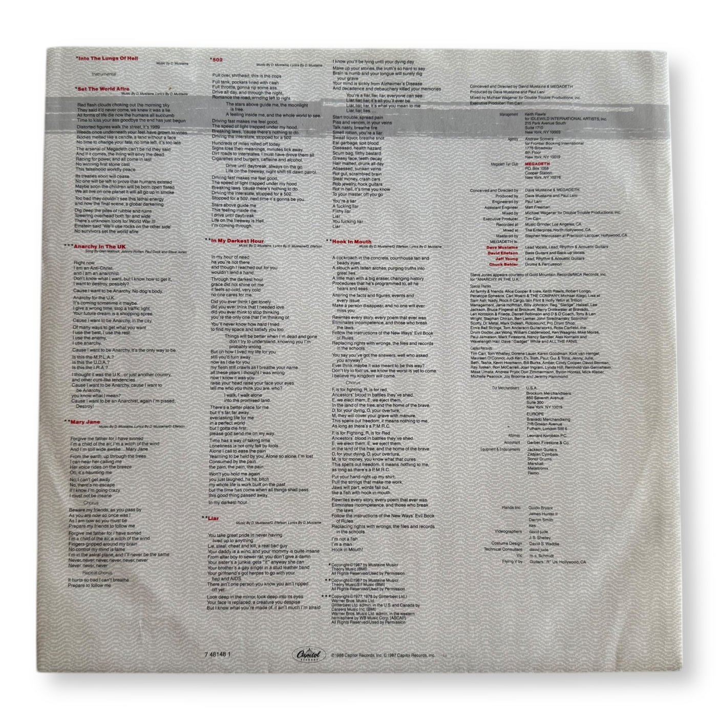 MEGADETH - So Far, So Good… So What! - USED LP VINYL - EUROPE PRESS - VG+/VG+