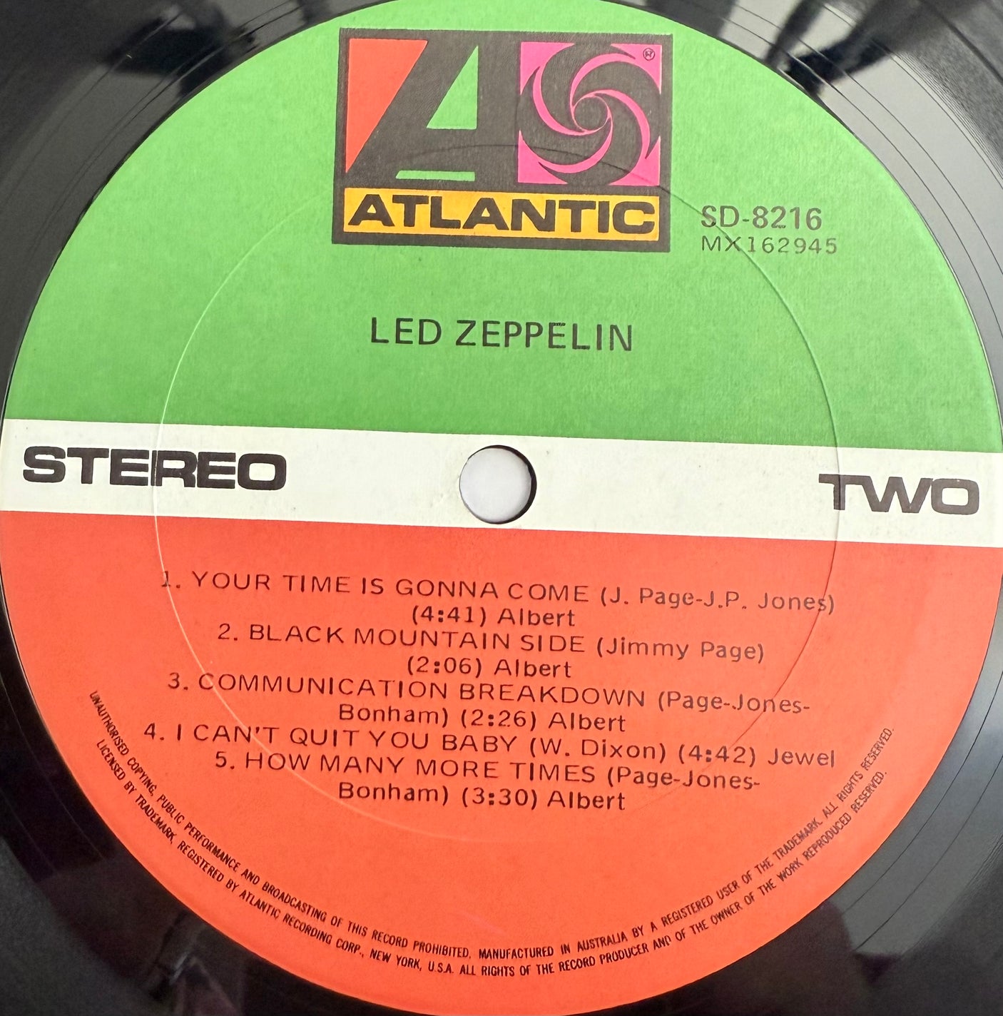 LED ZEPPELIN - Led Zeppelin (Self Titled) - USED LP VINYL - ORIGINAL 1970 AUSTRALIAN PRESS - VG/NM