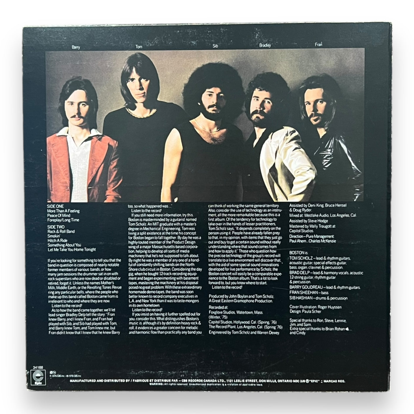 BOSTON - Boston (Self Titled) - USED LP VINYL - VG/VG+