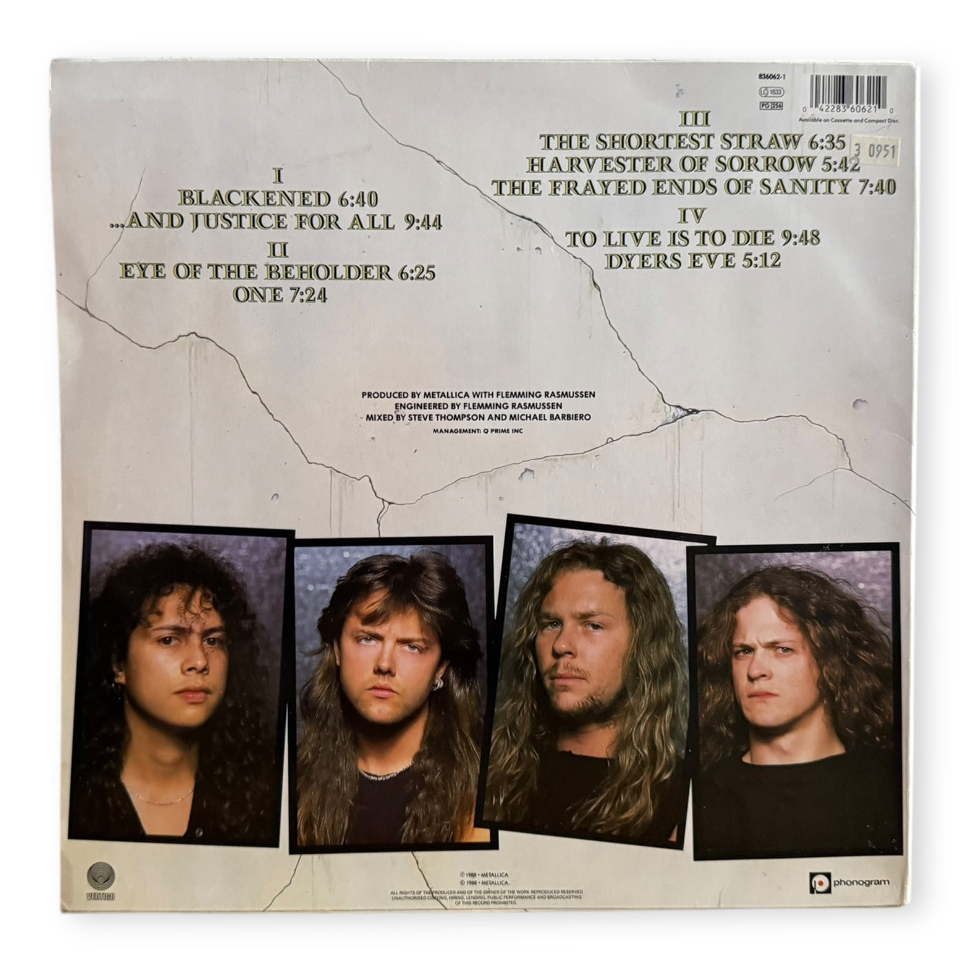 METALLICA - And Justice For All- USED LP VINYL - 1988 EUROPE PRESS - VG+/VG+