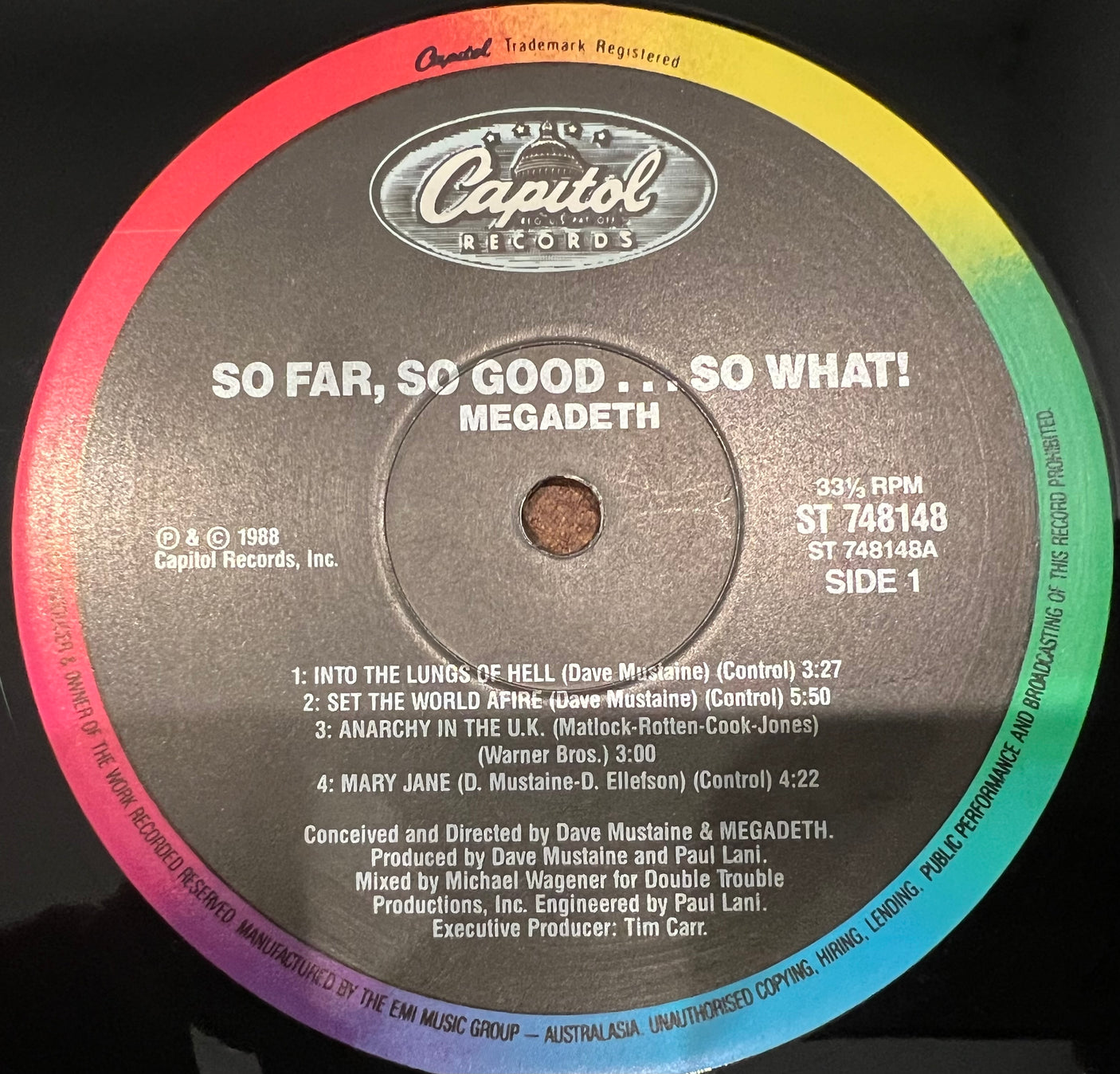 MEGADETH - So Far, So Good, So What - USED LP VINYL - VG+/VG+