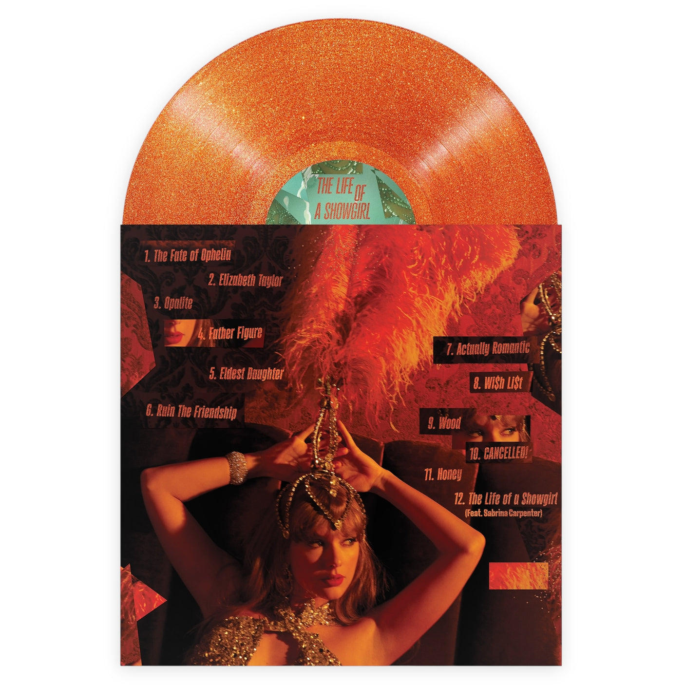 TAYLOR SWIFT - Life Of A Showgirl - SWEAT AND VANILLA PERFUME PORTOFINO ORANGE GLITTER VINYL - BRAND NEW