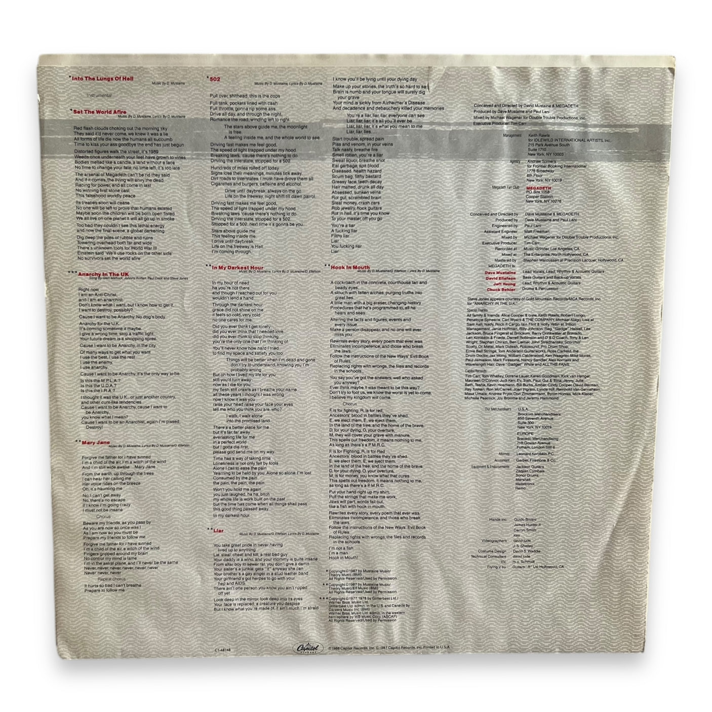 MEGADETH - So Far, So Good… So What! - USED LP VINYL - VG+/VG+