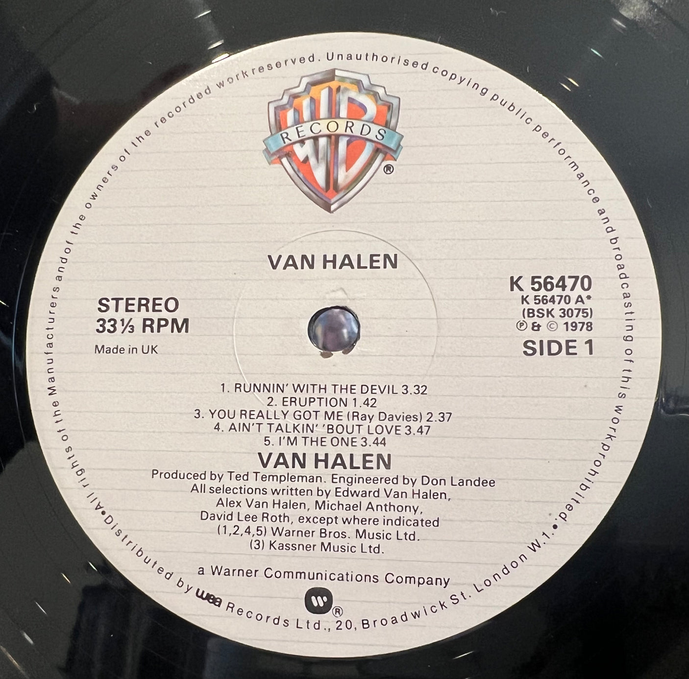VAN HALEN - Van Halen (Self Titled) - USED LP VINYL - VG+/VG+