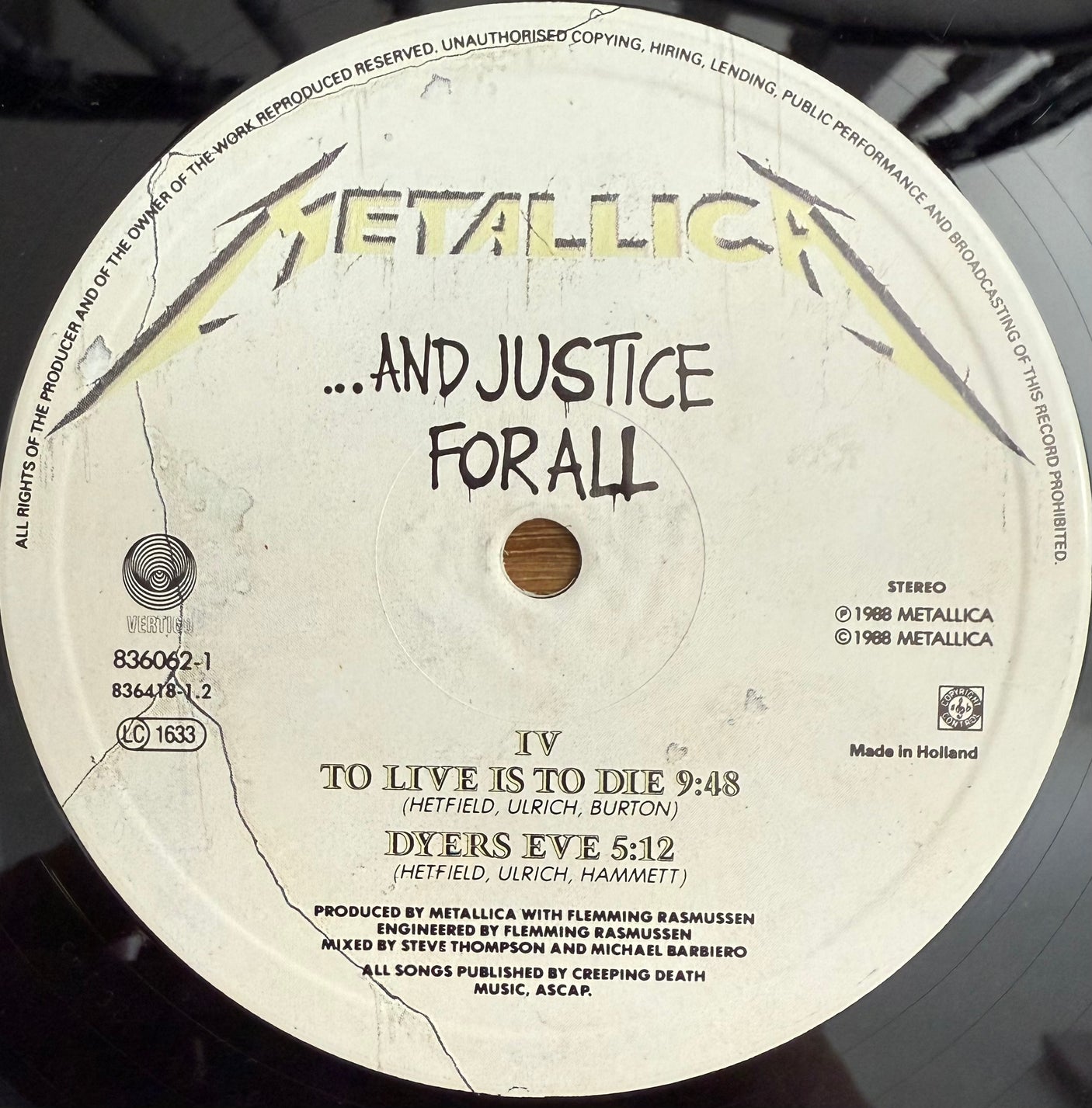 METALLICA - ...And Justice For All - USED LP VINYL - ORIGINAL 1988 EUROPE PRESS - VG+/VG+