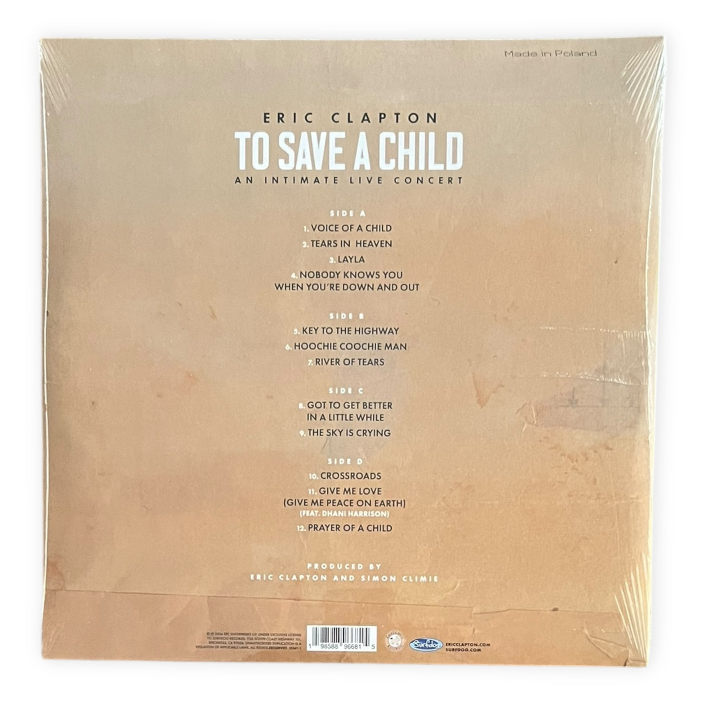 ERIC CLAPTON - To Save A Child - 2 x WHITE LP VINYL - BRAND NEW