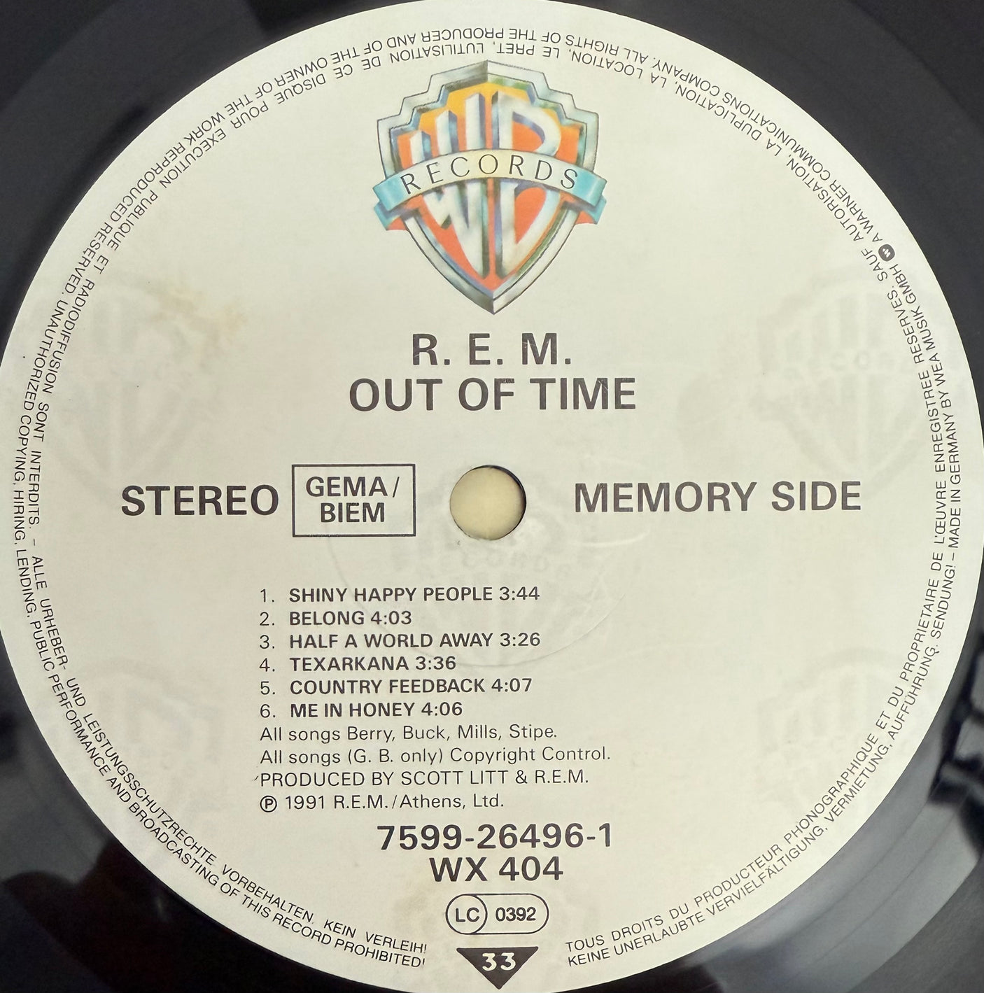 R.E.M - Out Of Time | Original 1991 Europe Press | Used LP Vinyl Album | VG+/VG+