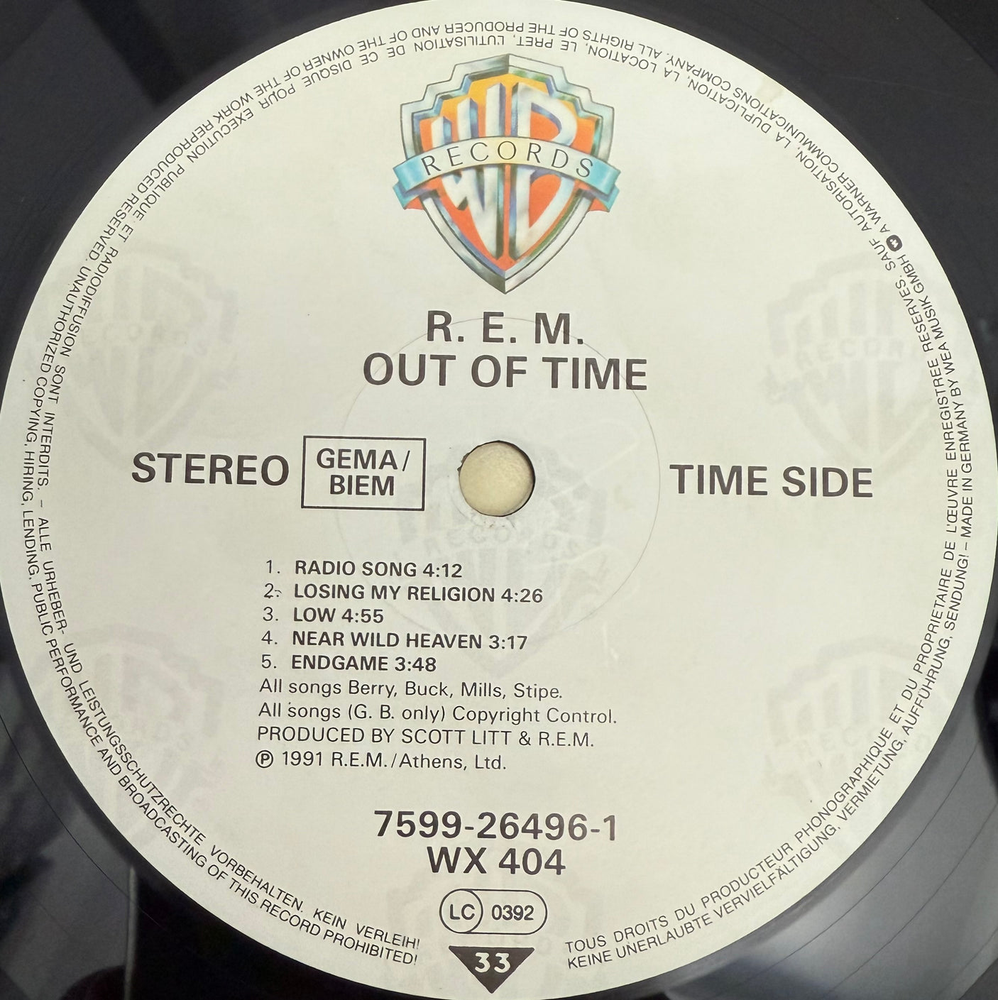R.E.M - Out Of Time | Original 1991 Europe Press | Used LP Vinyl Album | VG+/VG+