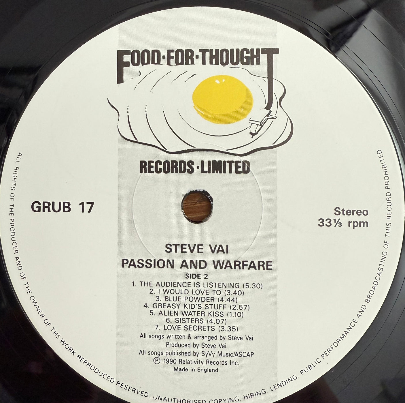 STEVE VAI - Passion And Warfare - USED LP VINYL - ORIGINAL 1990 UK PRESS - VG+/NM