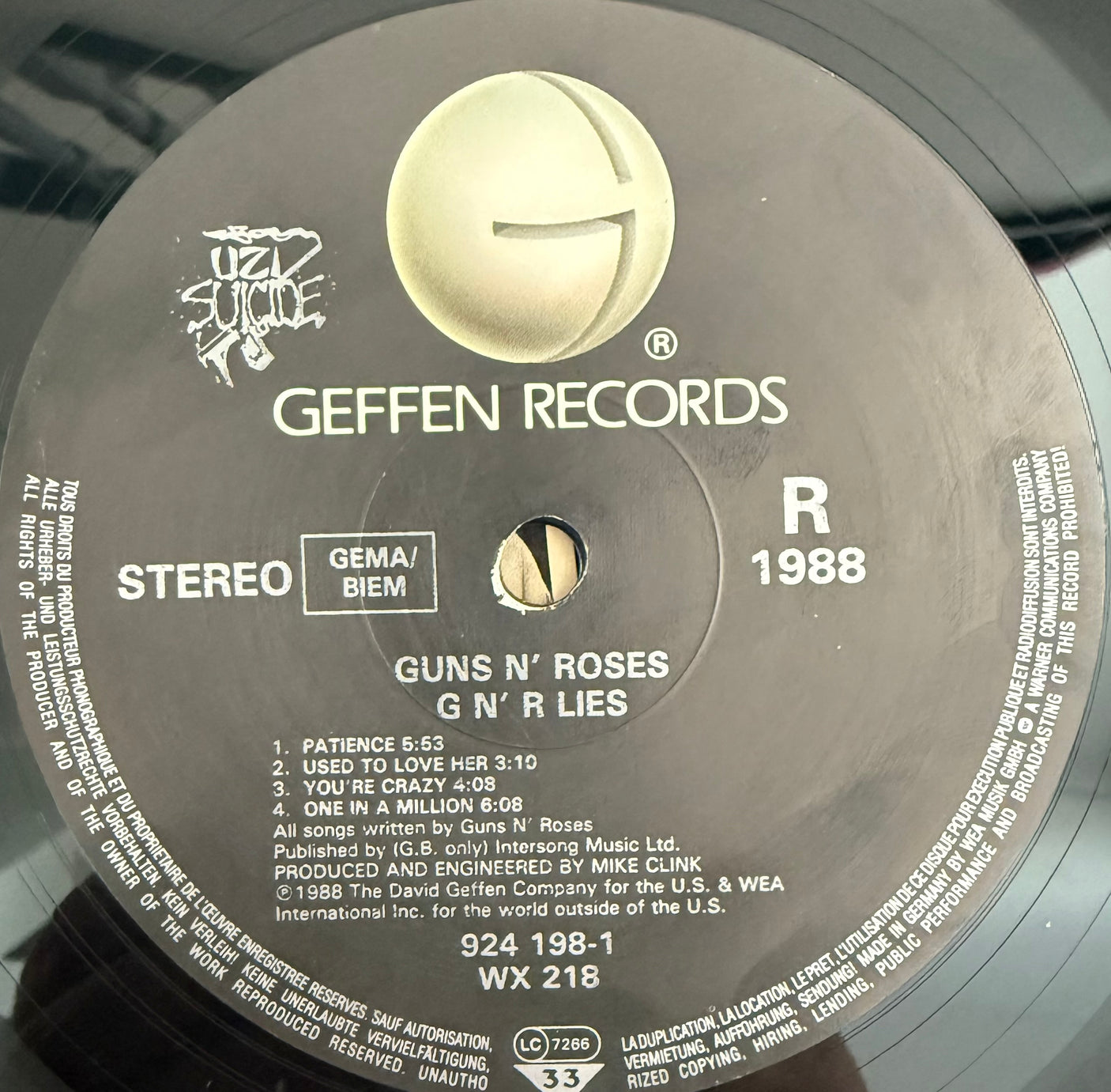 GUNS N ROSES - GN'R Lies - USED LP VINYL - ORIGINAL 1988 EUROPE PRESS - VG+/NM