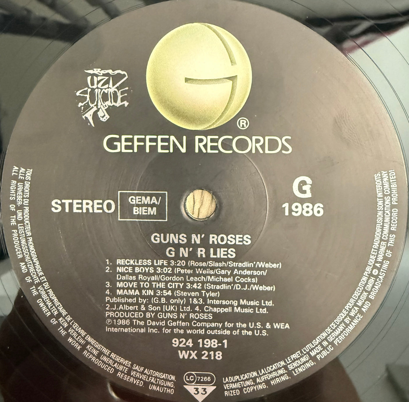 GUNS N ROSES - GN'R Lies - USED LP VINYL - ORIGINAL 1988 EUROPE PRESS - VG+/NM