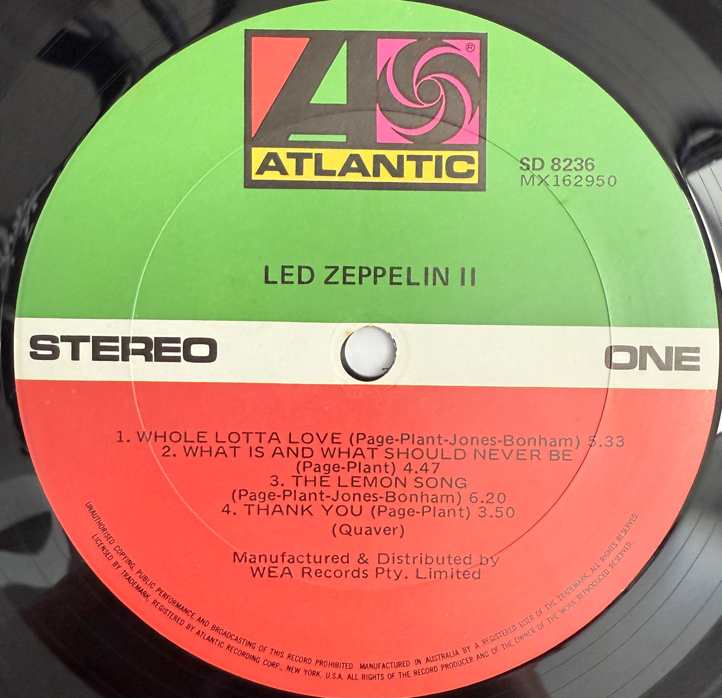 LED ZEPPELIN - Led Zeppelin II - USED LP VINYL - EARLY 1970'S AUSTRALIAN PRESS - VG/VG
