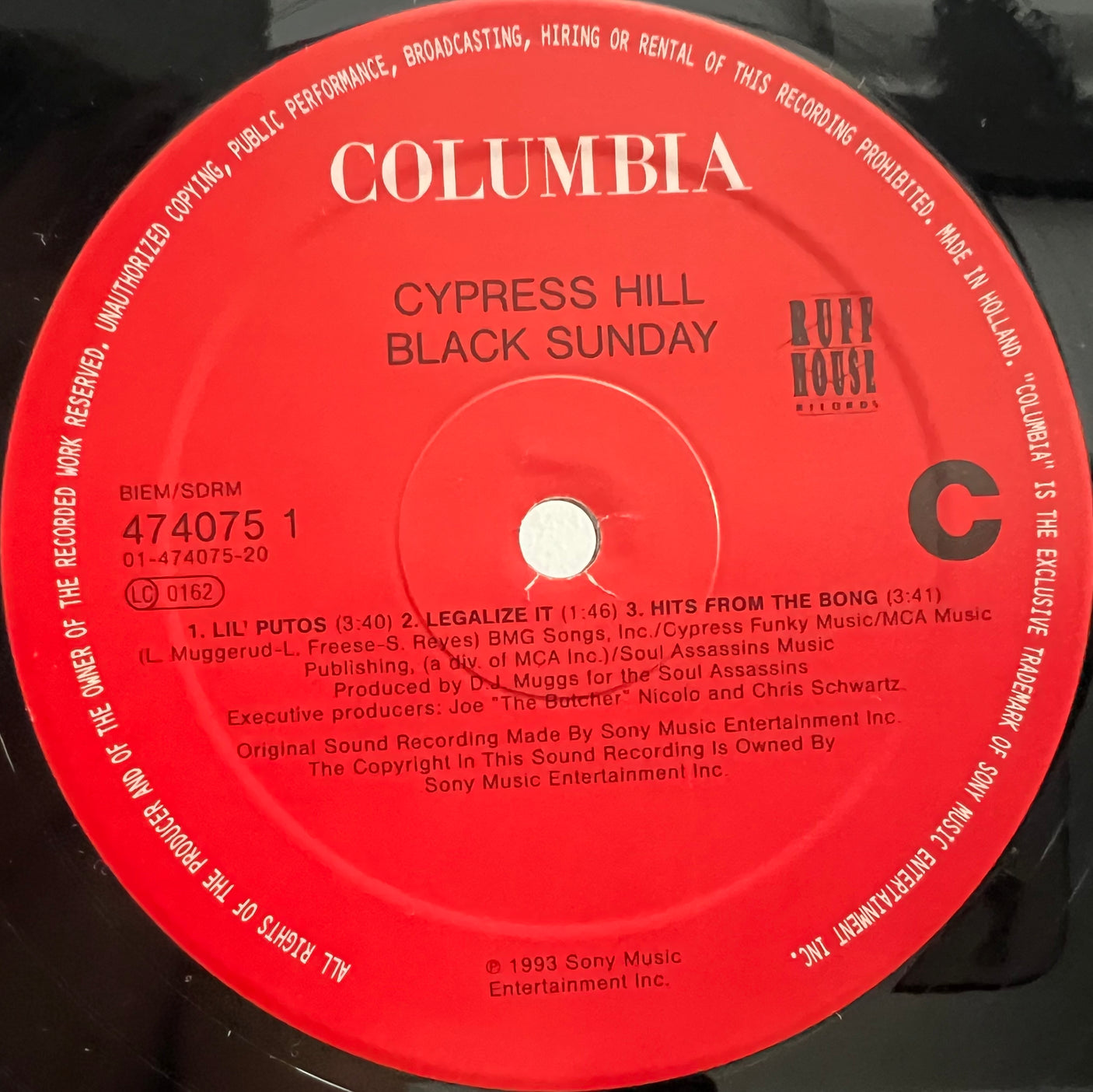 CYPRESS HILL - Black Sunday - USED LP VINYL - VG+/VG+