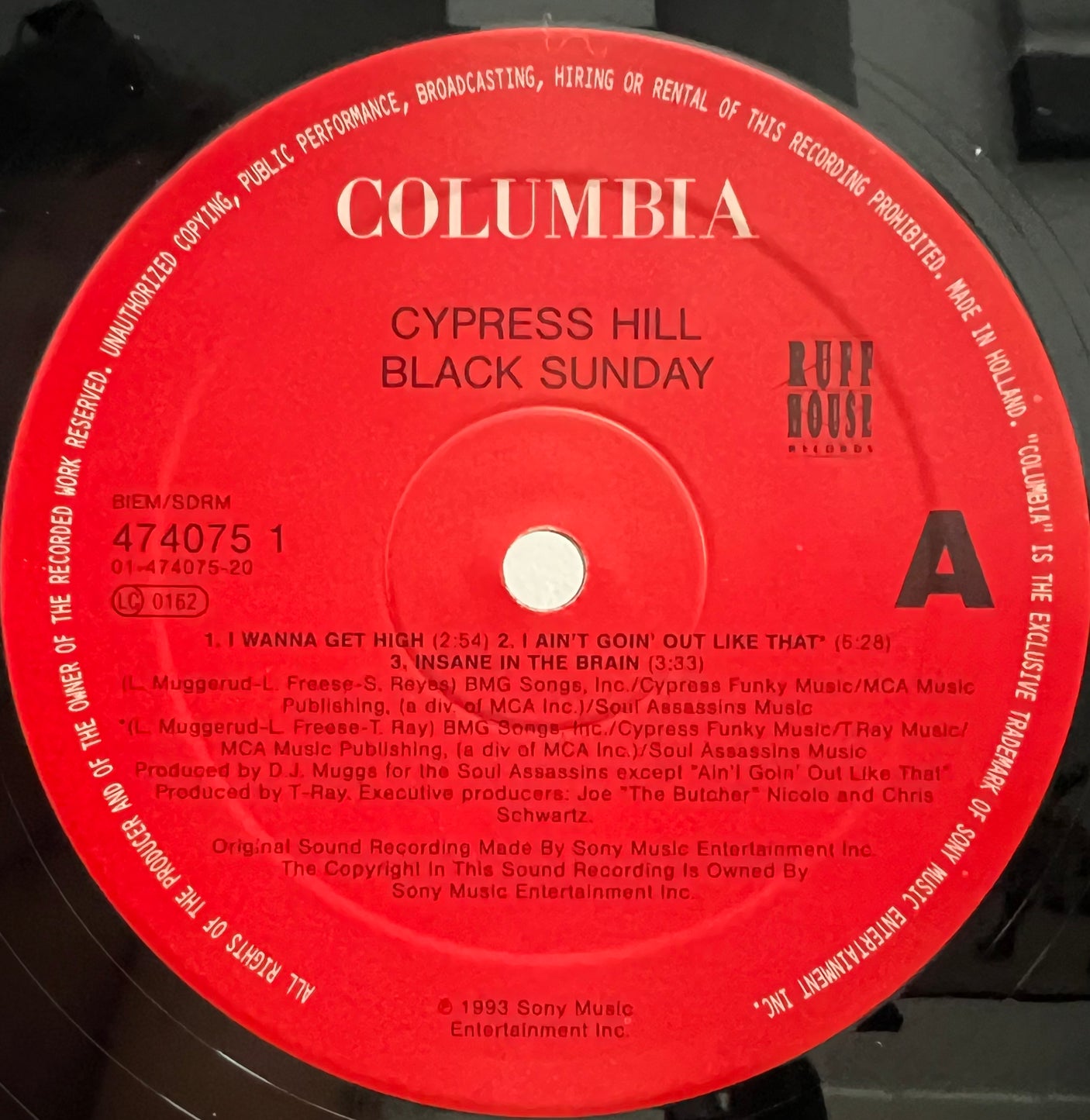 CYPRESS HILL - Black Sunday - USED LP VINYL - VG+/VG+