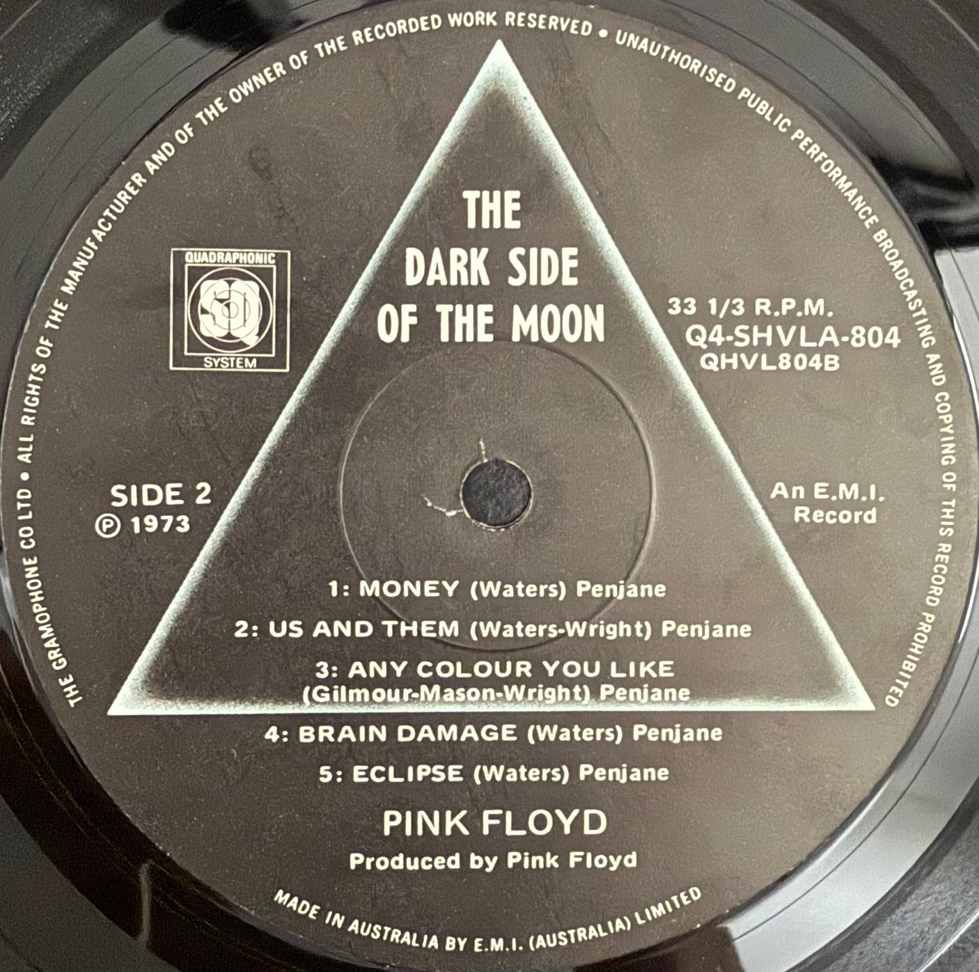 PINK FLOYD - The Dark Side Of The Moon - USED LP VINYL - AUSTRALIAN QUADRAPHONIC EDITION - VG/VG