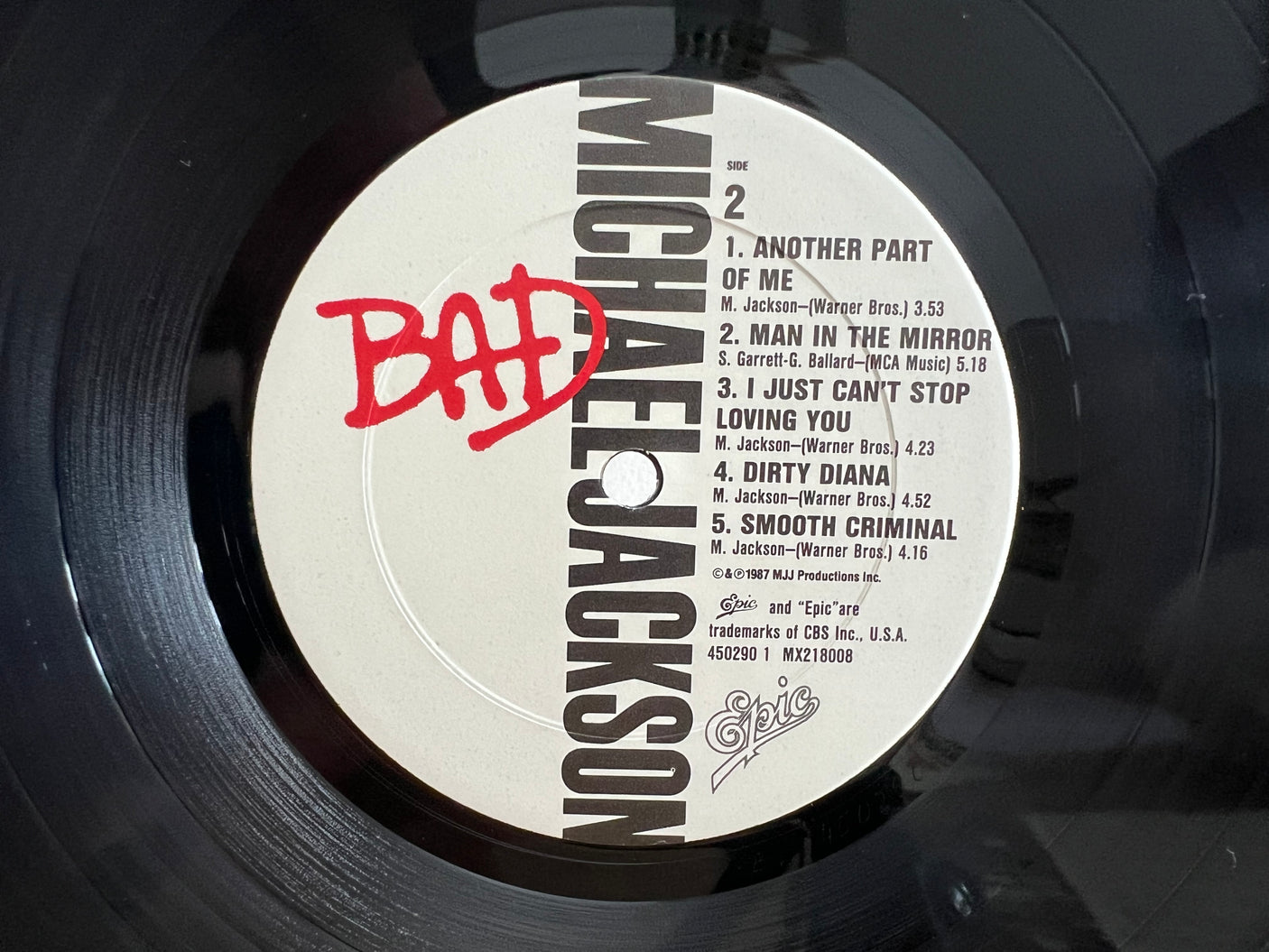 MICHAEL JACKSON - Bad - USED LP VINYL - VG+/VG+