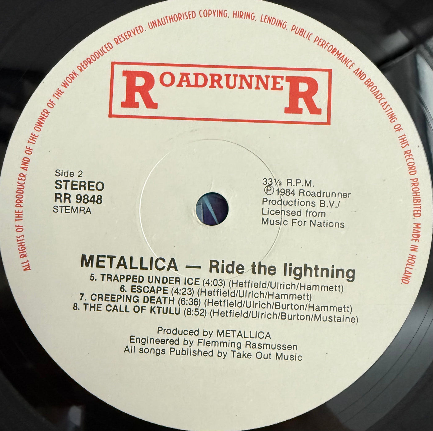 METALLICA - Ride The Lightning - USED LP VINYL - 1984 EUROPE FIRST YEAR PRESS - VG/VG+