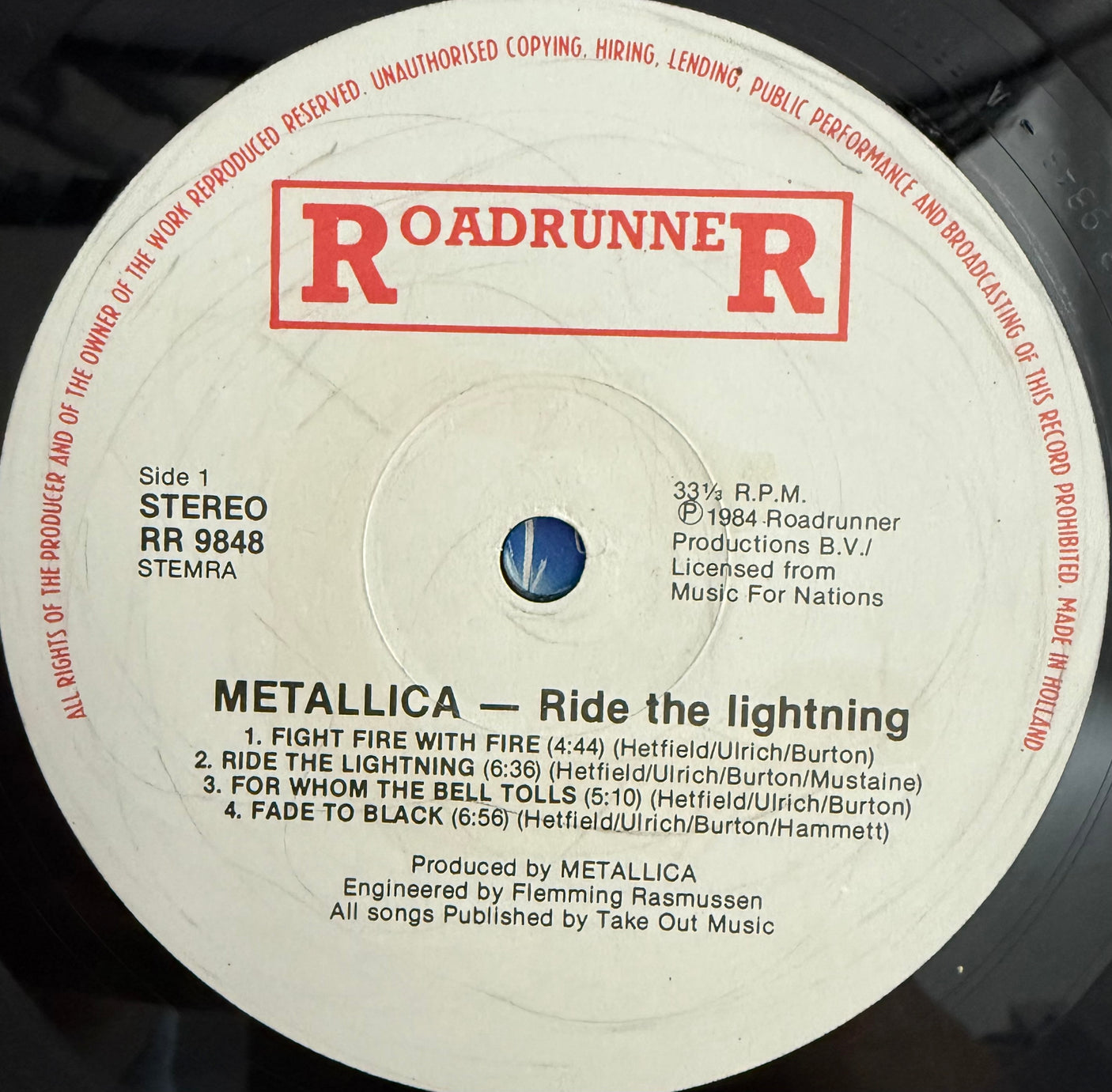 METALLICA - Ride The Lightning - USED LP VINYL - 1984 EUROPE FIRST YEAR PRESS - VG/VG+