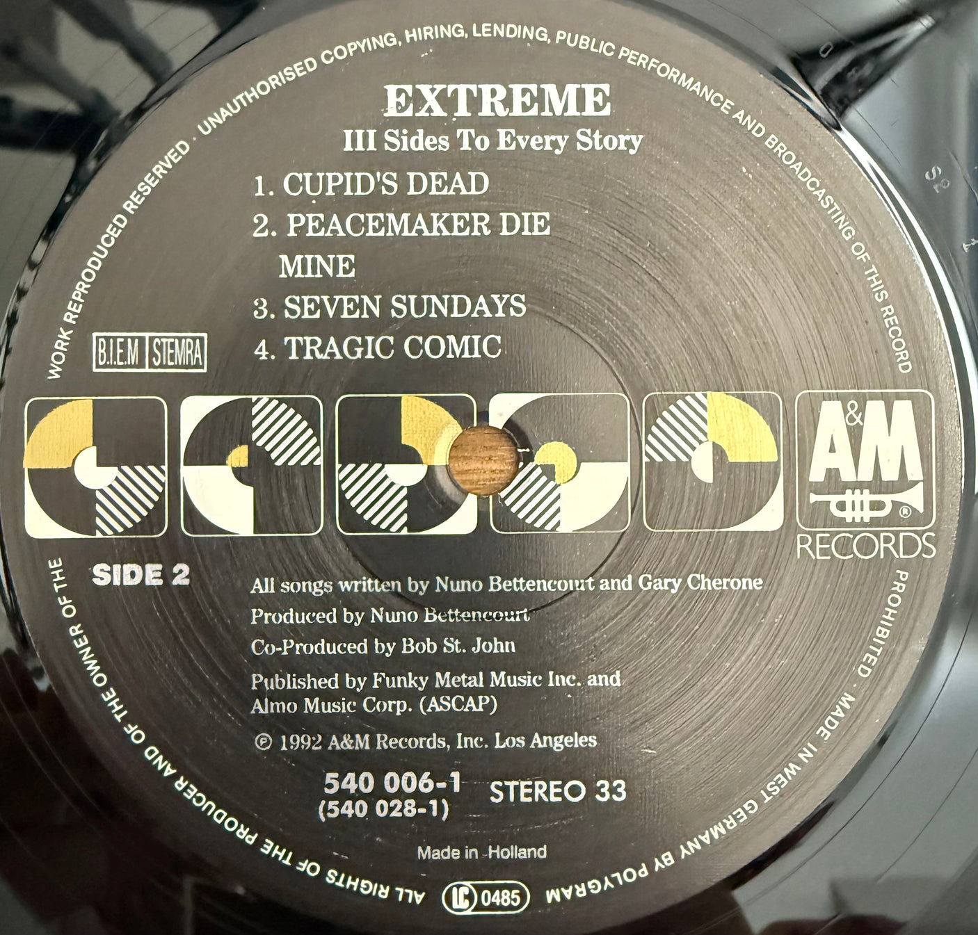 EXTREME - III Sides To Every Story - USED LP VINYL - ORIGINAL 1992 EUROPE PRESS - VG+/VG+