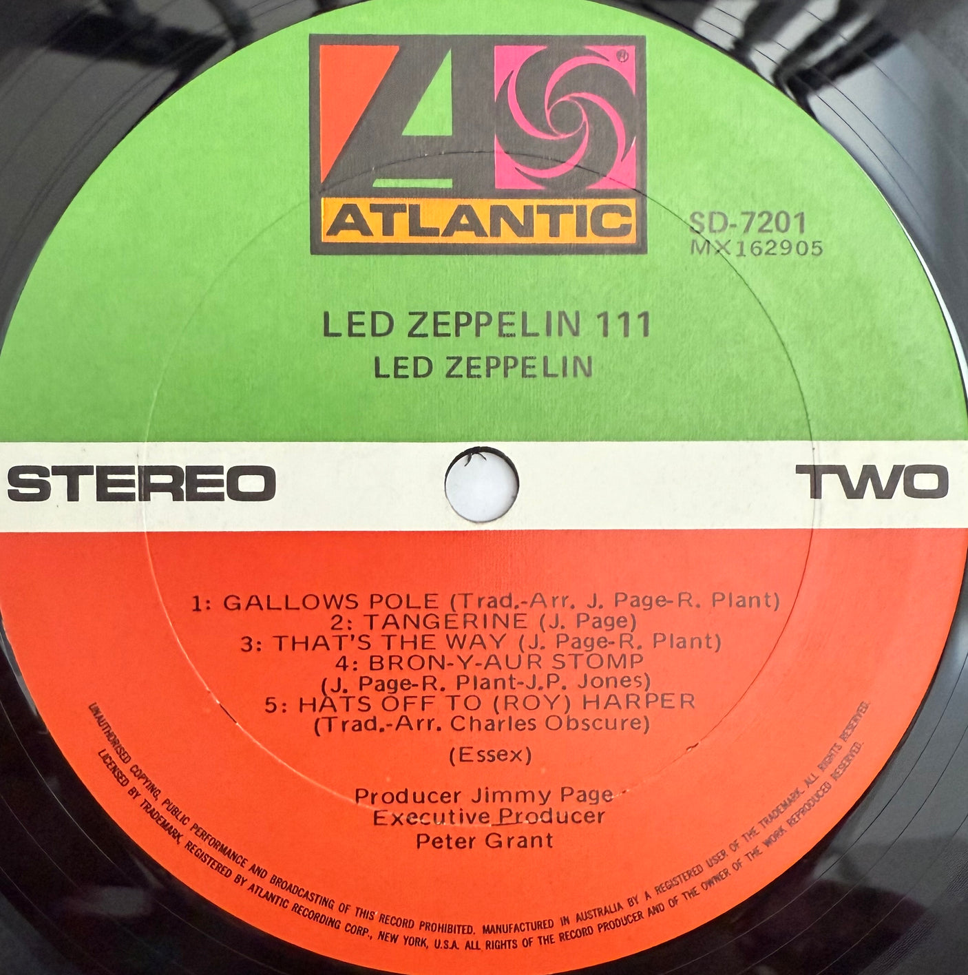 LED ZEPPELIN - Led Zeppelin III - USED LP VINYL - ORIGINAL 1970 AUSTRALIAN PRESS - VG/VG+
