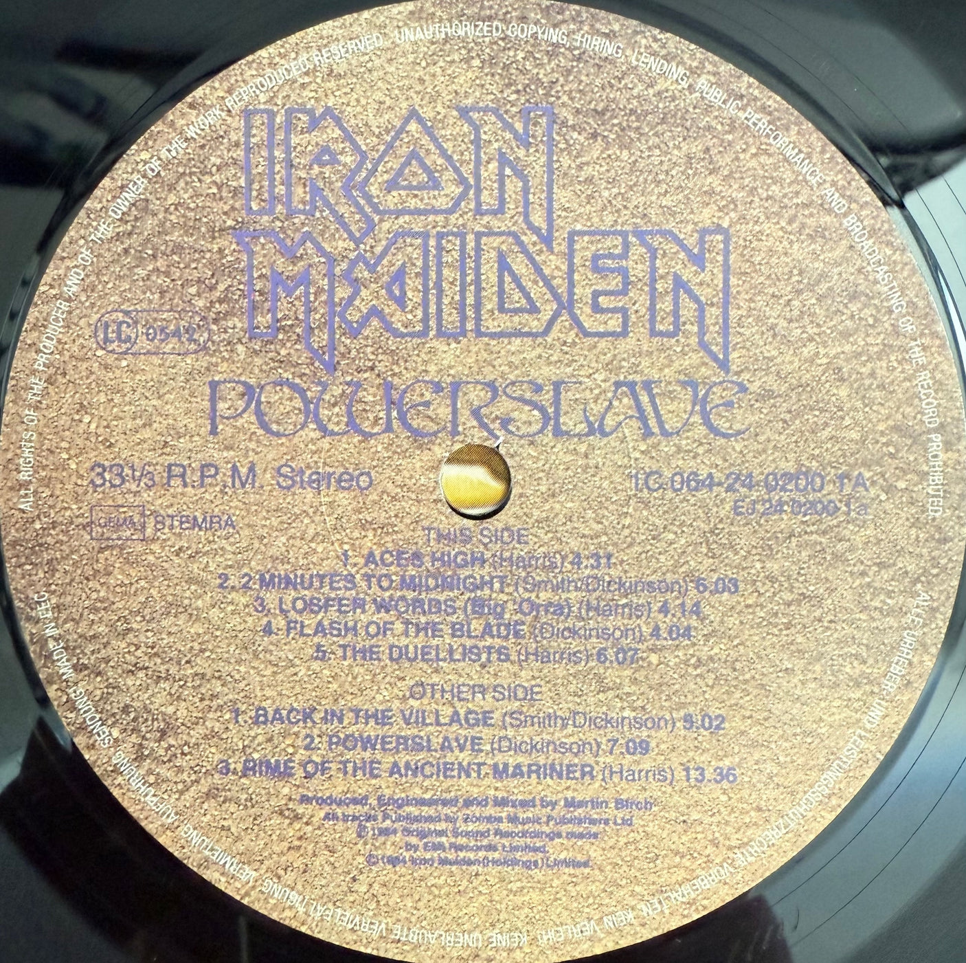 IRON MAIDEN - Powerslave - USED LP VINYL - ORIGINAL 1984 EUROPE PRESS - VG+/VG+