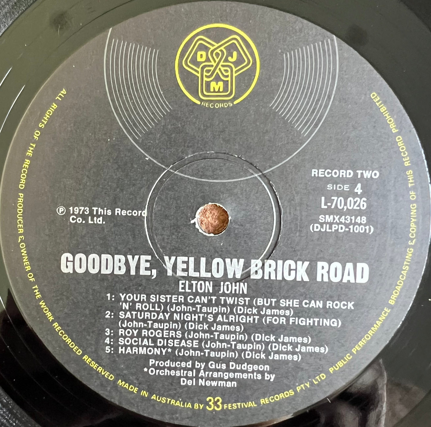 ELTON JOHN - Goodbye Yellow Brick Road - USED VINYL LP - VG+/VG+