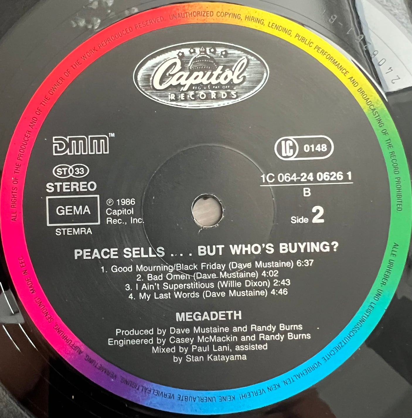 MEGADETH - Peace Sells... But Who's Buying? - USED LP VINYL - VG+/VG+