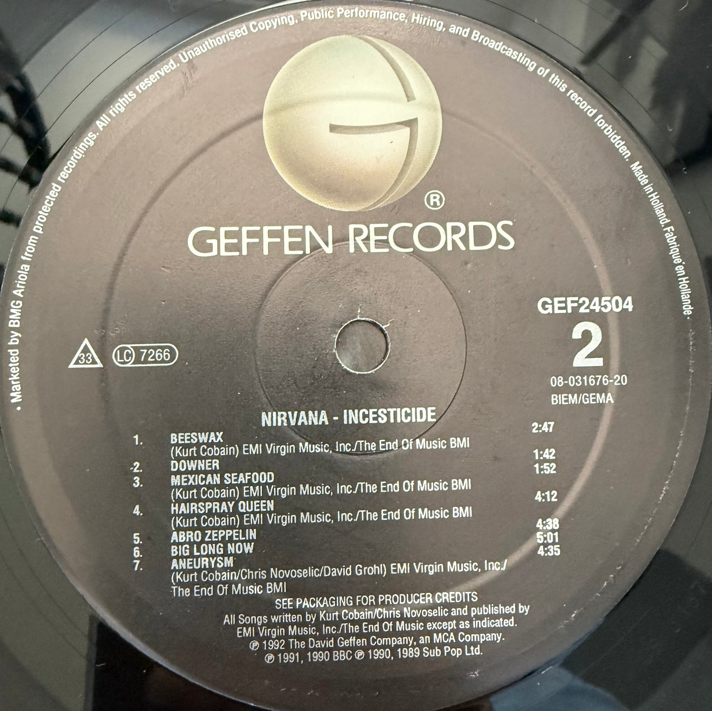 NIRVANA - Incesticide - USED LP VINYL - ORIGINAL 1992 EUROPE PRESS - VG+/VG+
