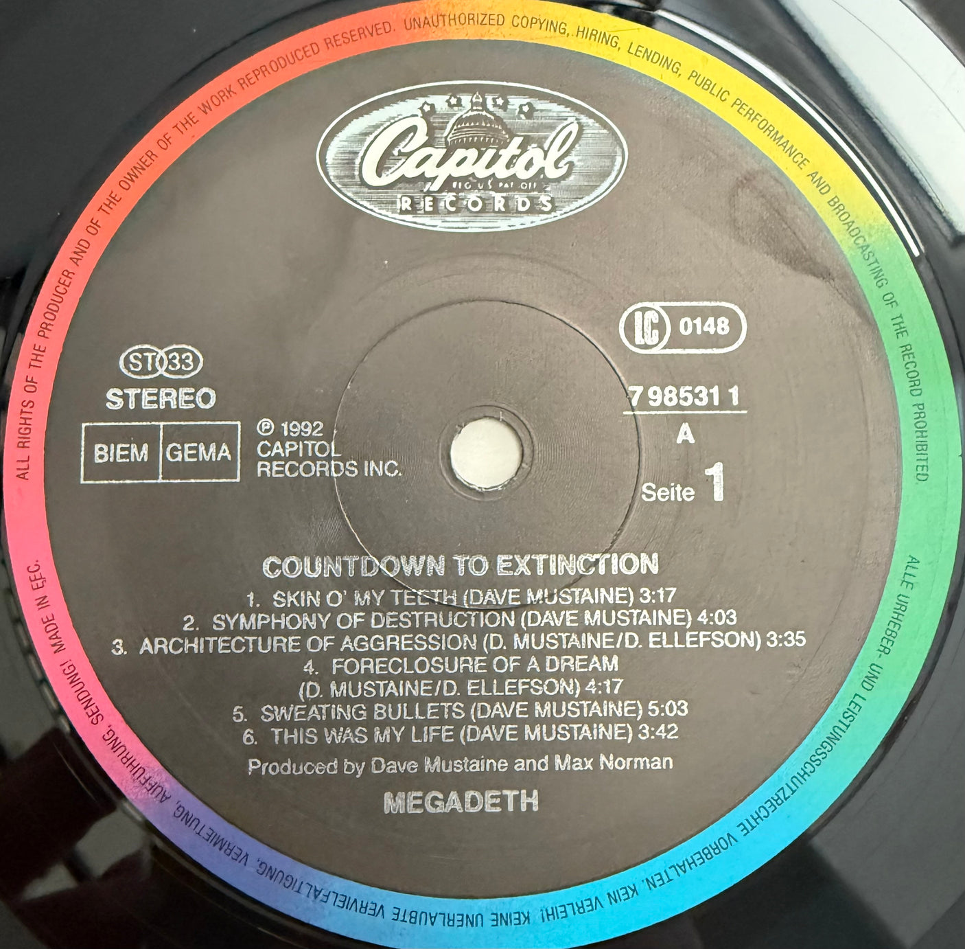 MEGADETH - Countdown To Extinction - USED LP VINYL - ORIGINAL 1992 UK & EUROPE PRESS - VG/VG+