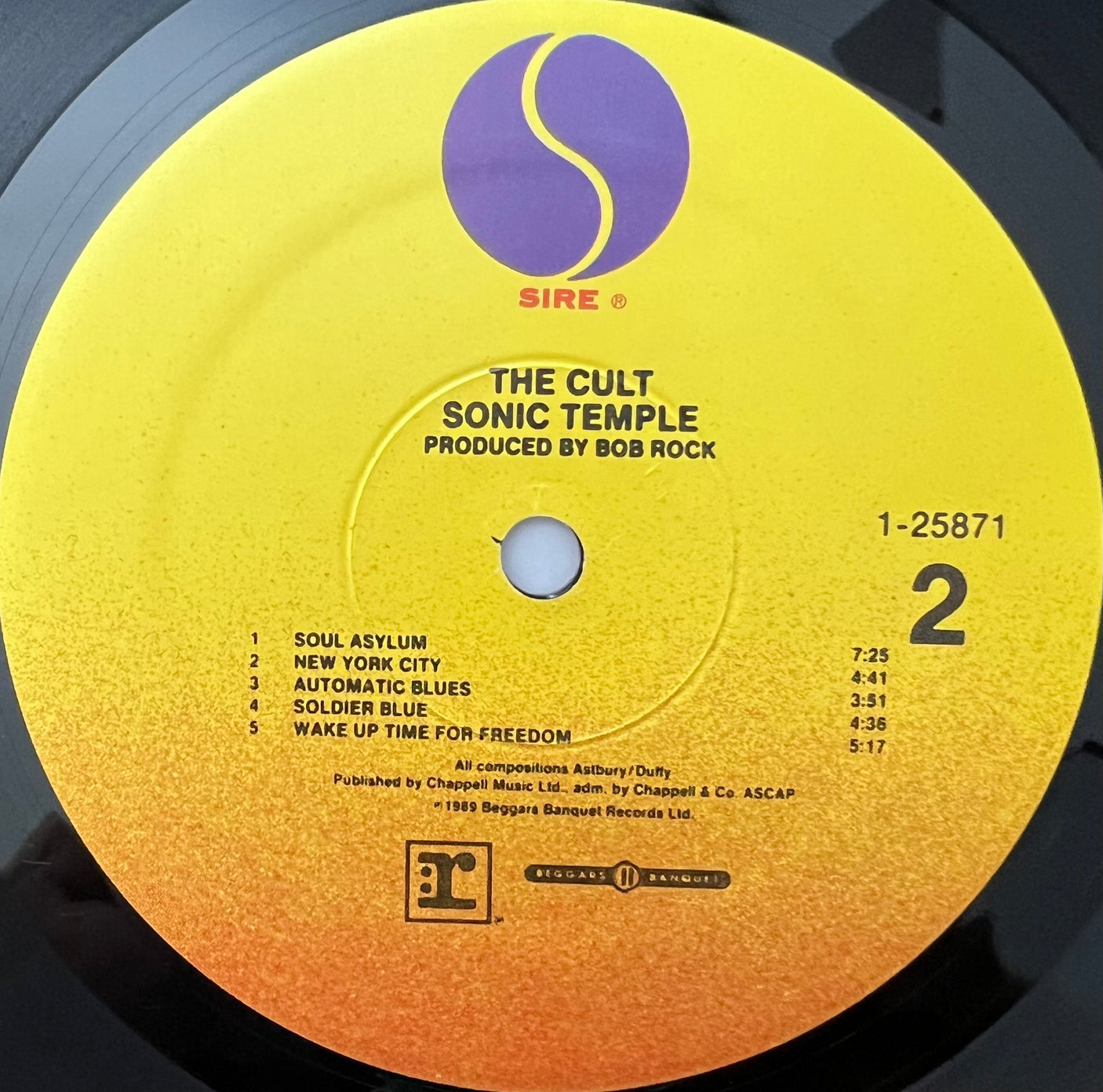 THE CULT - Sonic Temple - USED LP VINYL - ORIGINAL 1989 USA PRESS - VG+/VG+