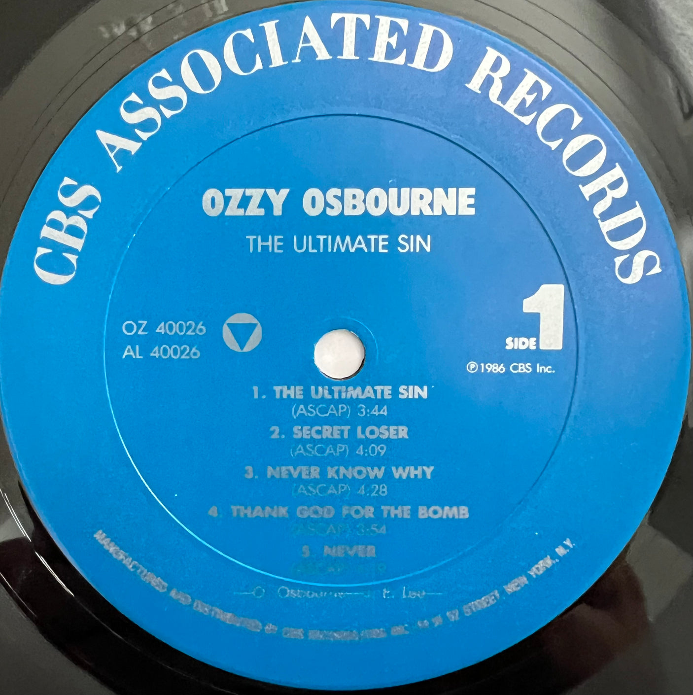 OZZY OSBOURNE - The Ultimate Sin - USED LP VINYL - ORIGINAL 1986 USA PRESS - VG+/VG+