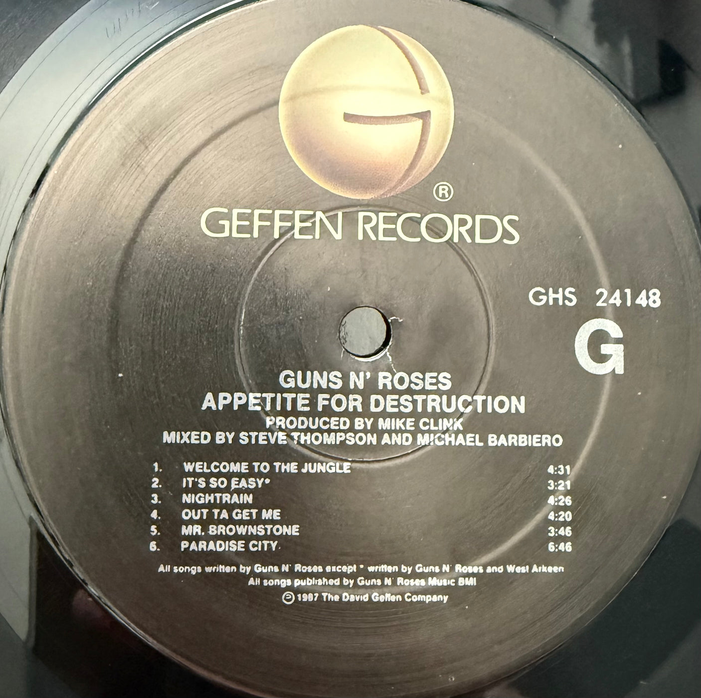 GUNS N ROSES - Appetite For Destruction - USED LP VINYL - ORIGINAL 1987 USA PRESS - VG+/VG+